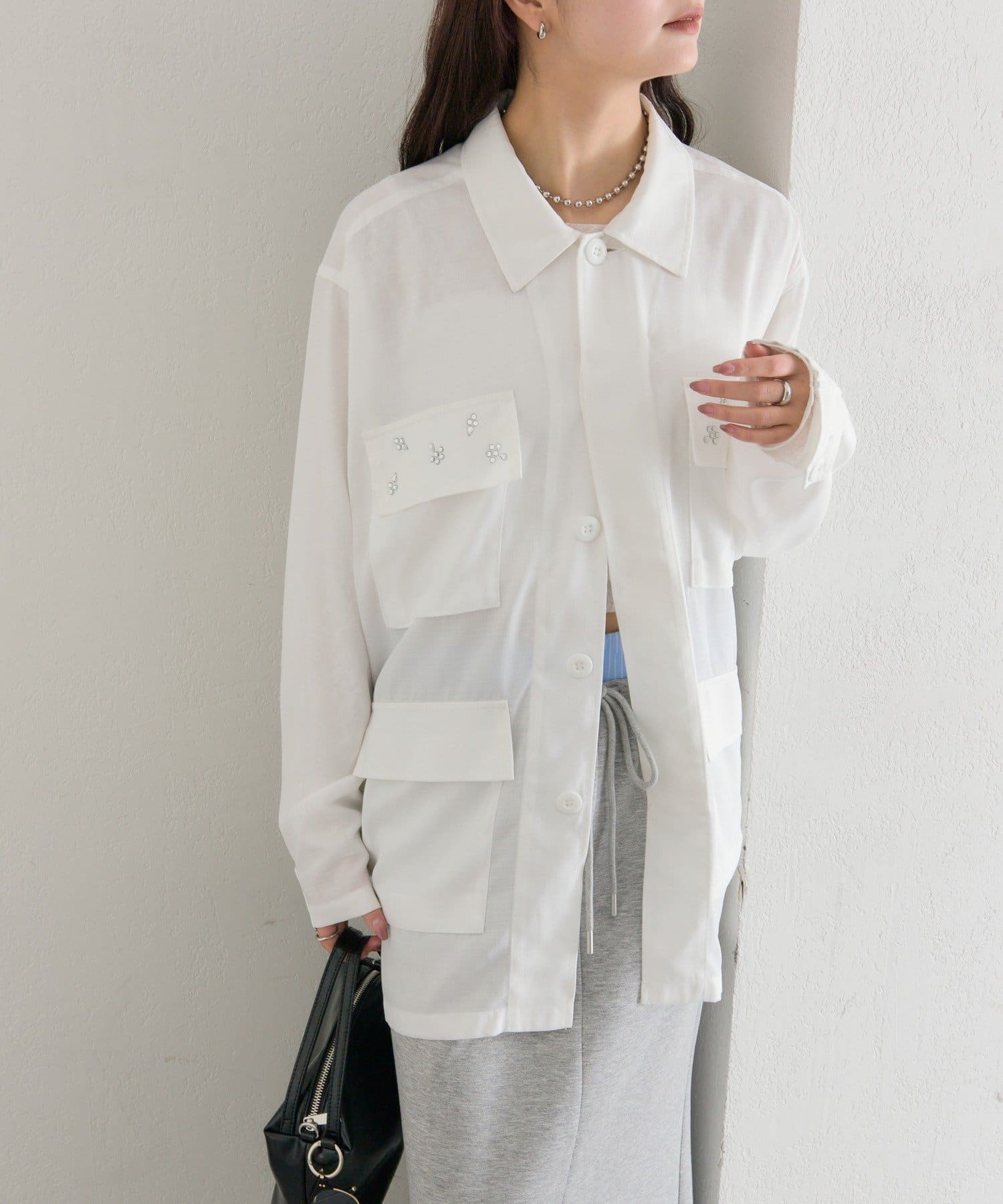 OUTLET(アウトレット) 【mystic】ポケットビジューカバーオール