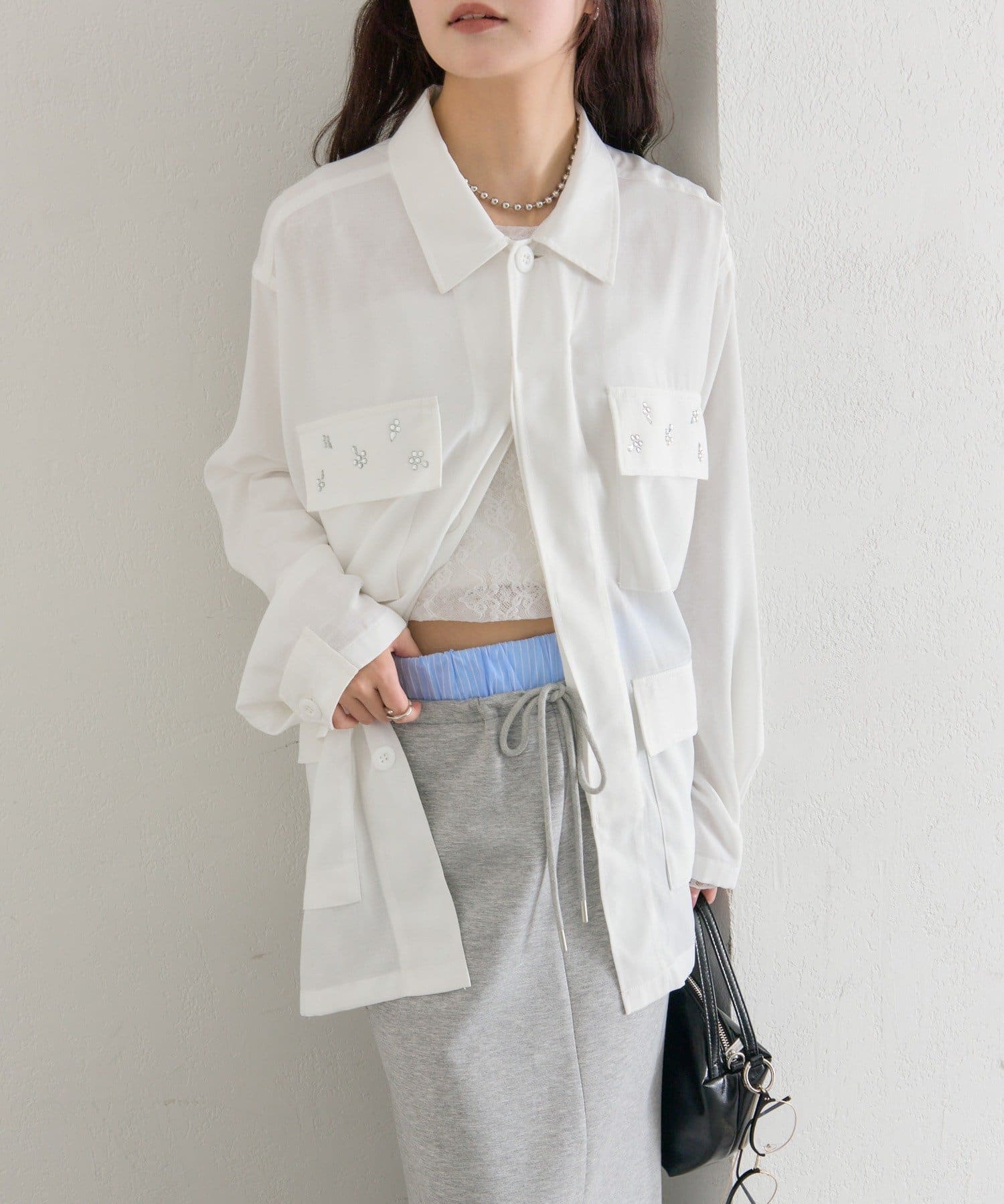 OUTLET(アウトレット) 【mystic】ポケットビジューカバーオール