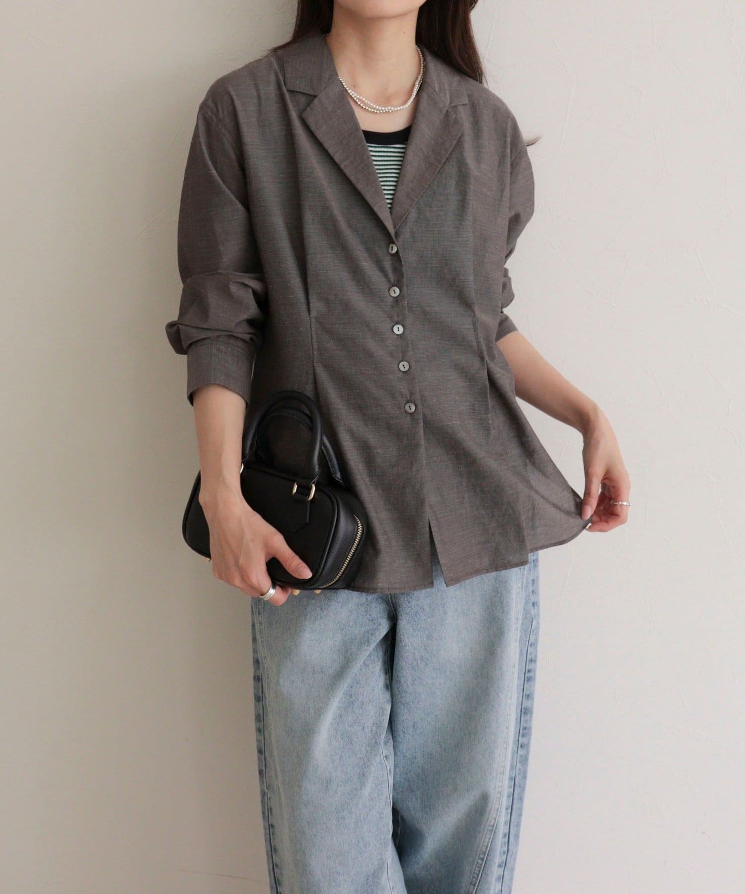 FREDY & GLOSTER(フレディ アンド グロスター) 【人気アイテムの夏バージョン】リネン混シアーテーラードシャツ