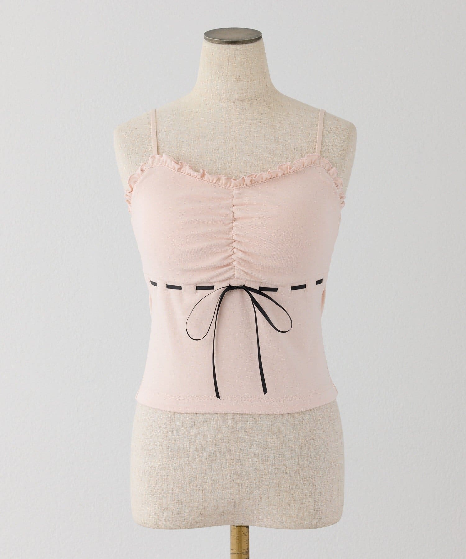 one after another NICE CLAUP(ワンアフターアナザー ナイスクラップ) 配色リボンカップ付きキャミソール