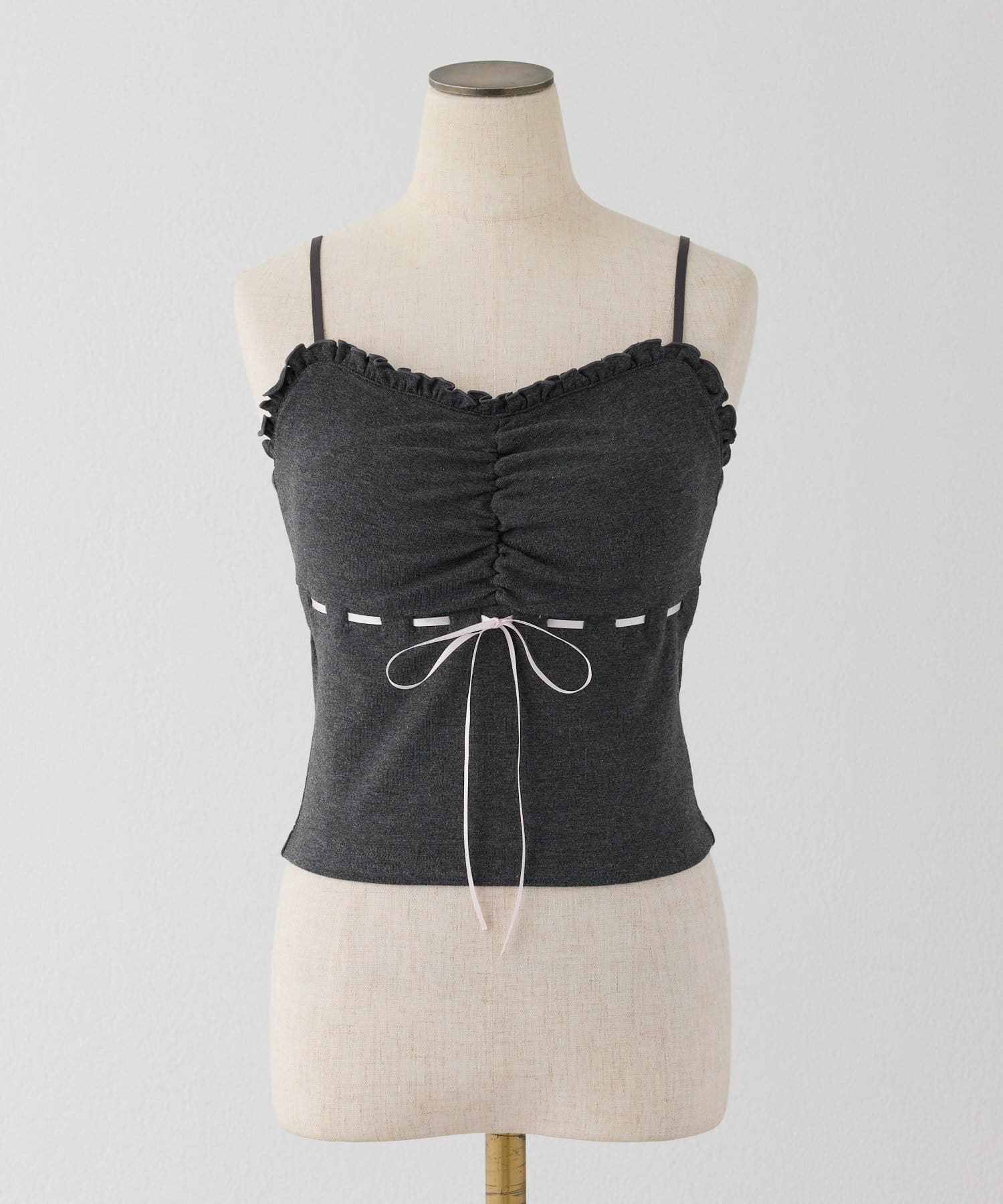 one after another NICE CLAUP(ワンアフターアナザー ナイスクラップ) 配色リボンカップ付きキャミソール