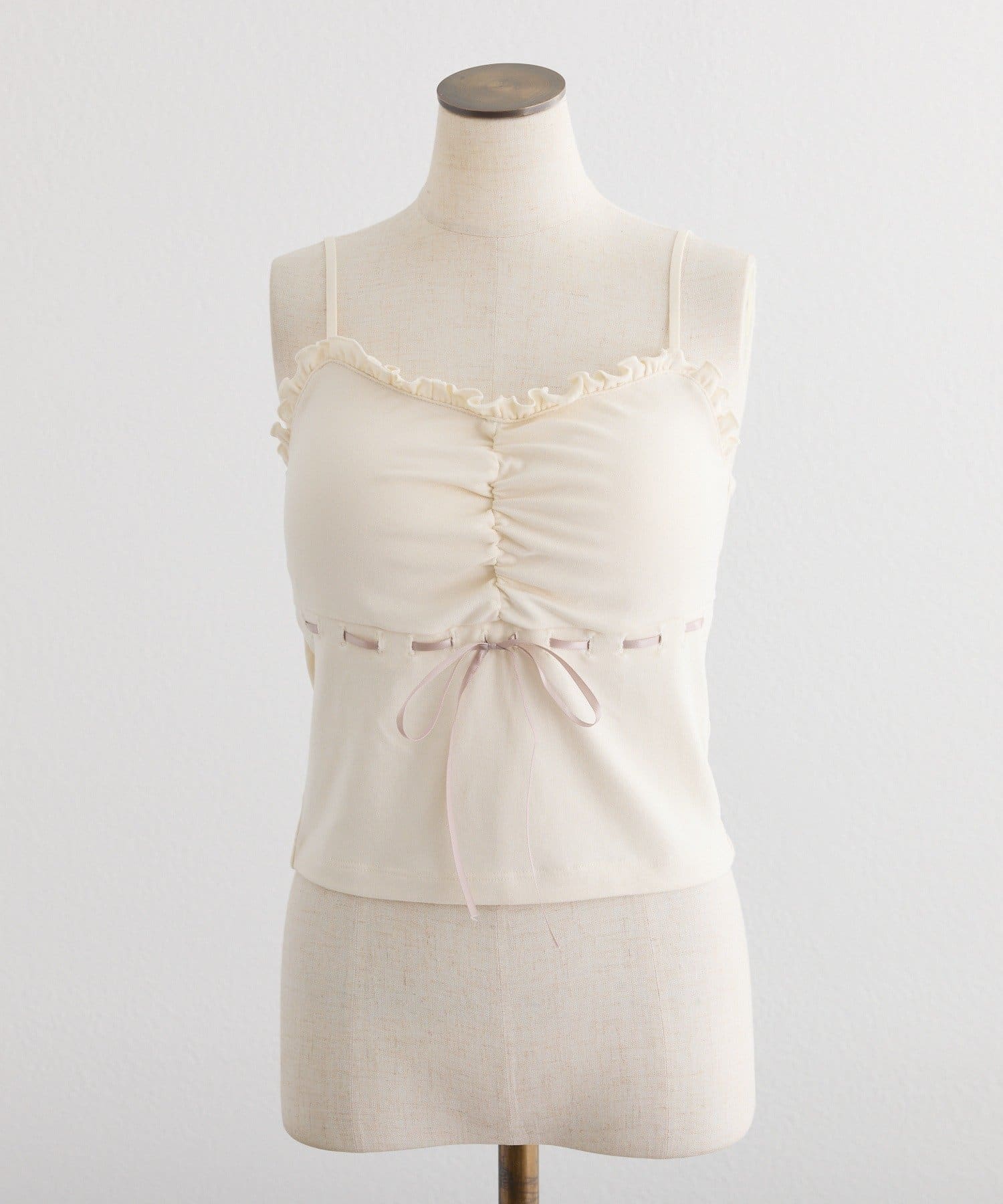 one after another NICE CLAUP(ワンアフターアナザー ナイスクラップ) 配色リボンカップ付きキャミソール