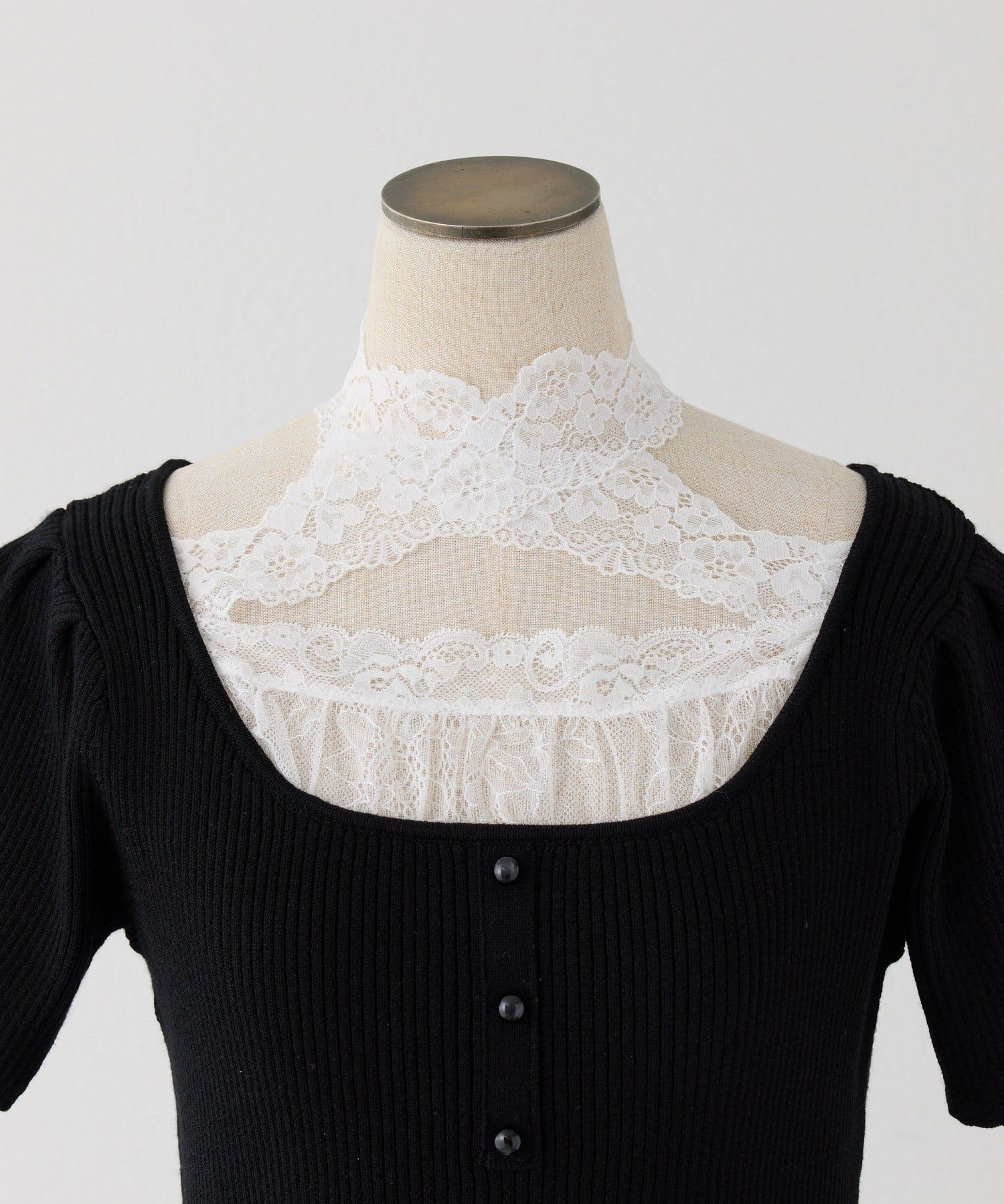 one after another NICE CLAUP(ワンアフターアナザー ナイスクラップ) 【Lace Collection】ドロストニットミニワンピース
