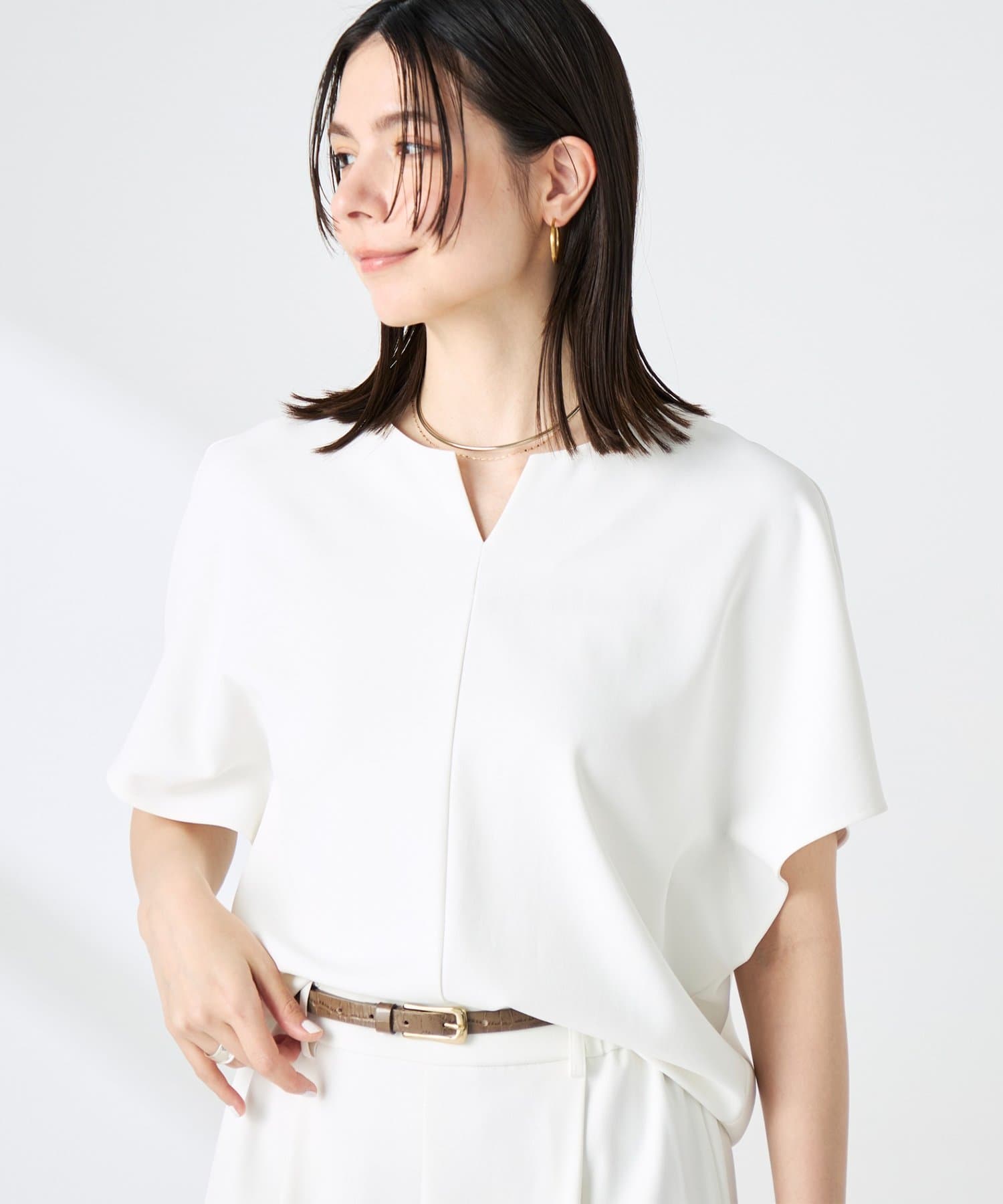 NOLLEY'S(ノーリーズ) 《セットアップ対応》ウォッシャブルツイルケープ風ブラウス