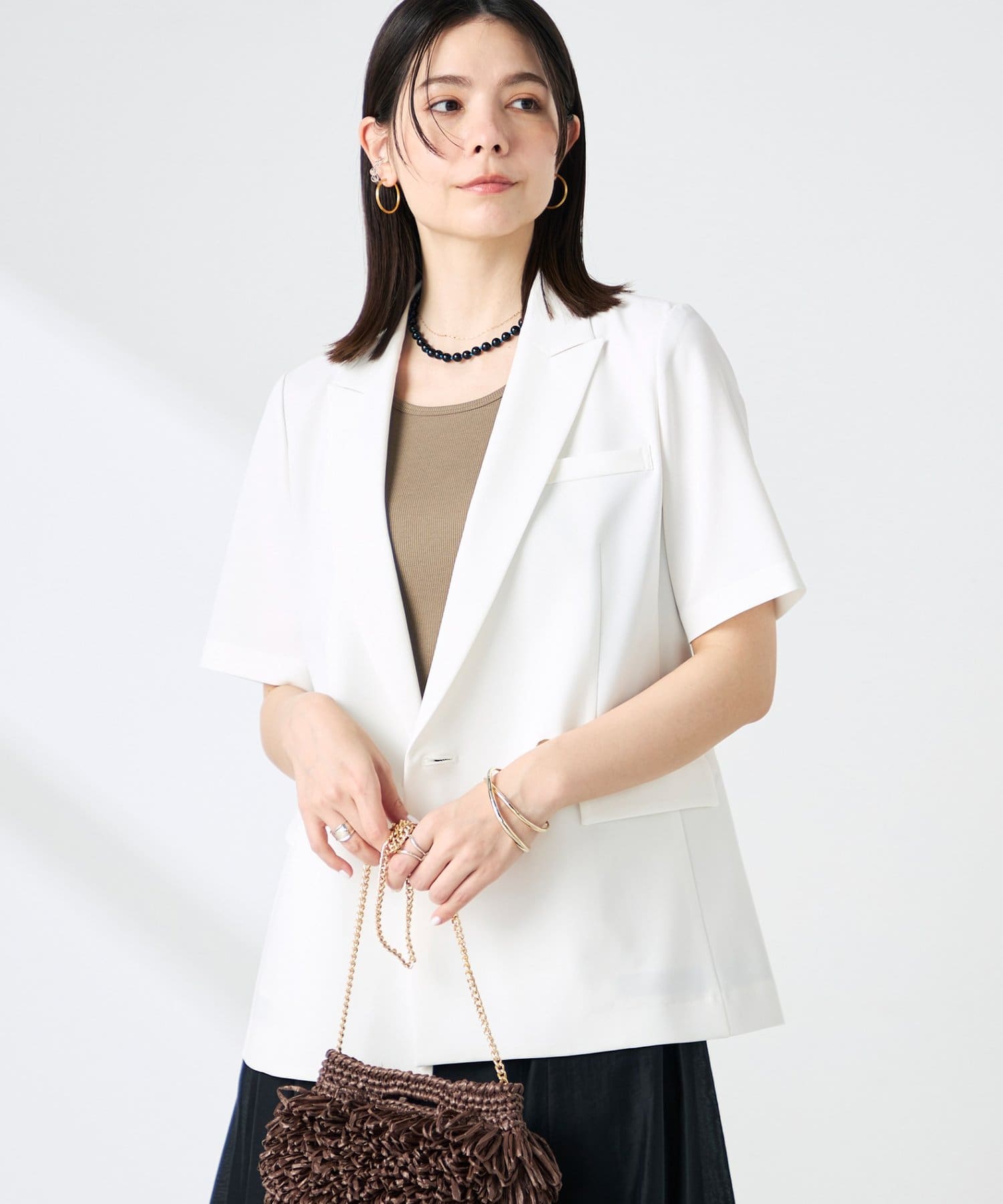 NOLLEY'S(ノーリーズ) 《セットアップ対応》ウォッシャブルドライツイルハーフスリーブジャケット
