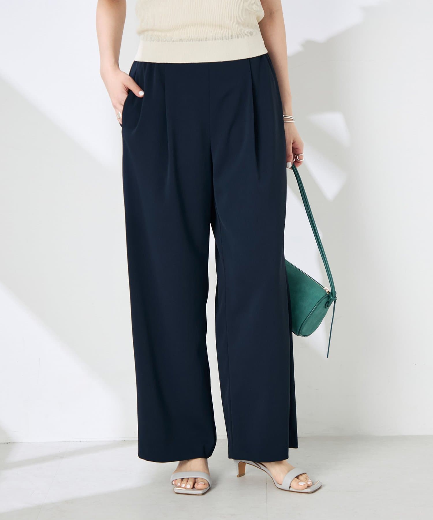 NOLLEY'S(ノーリーズ) 《セットアップ対応》ウォッシャブルツイルイージーワイドパンツ