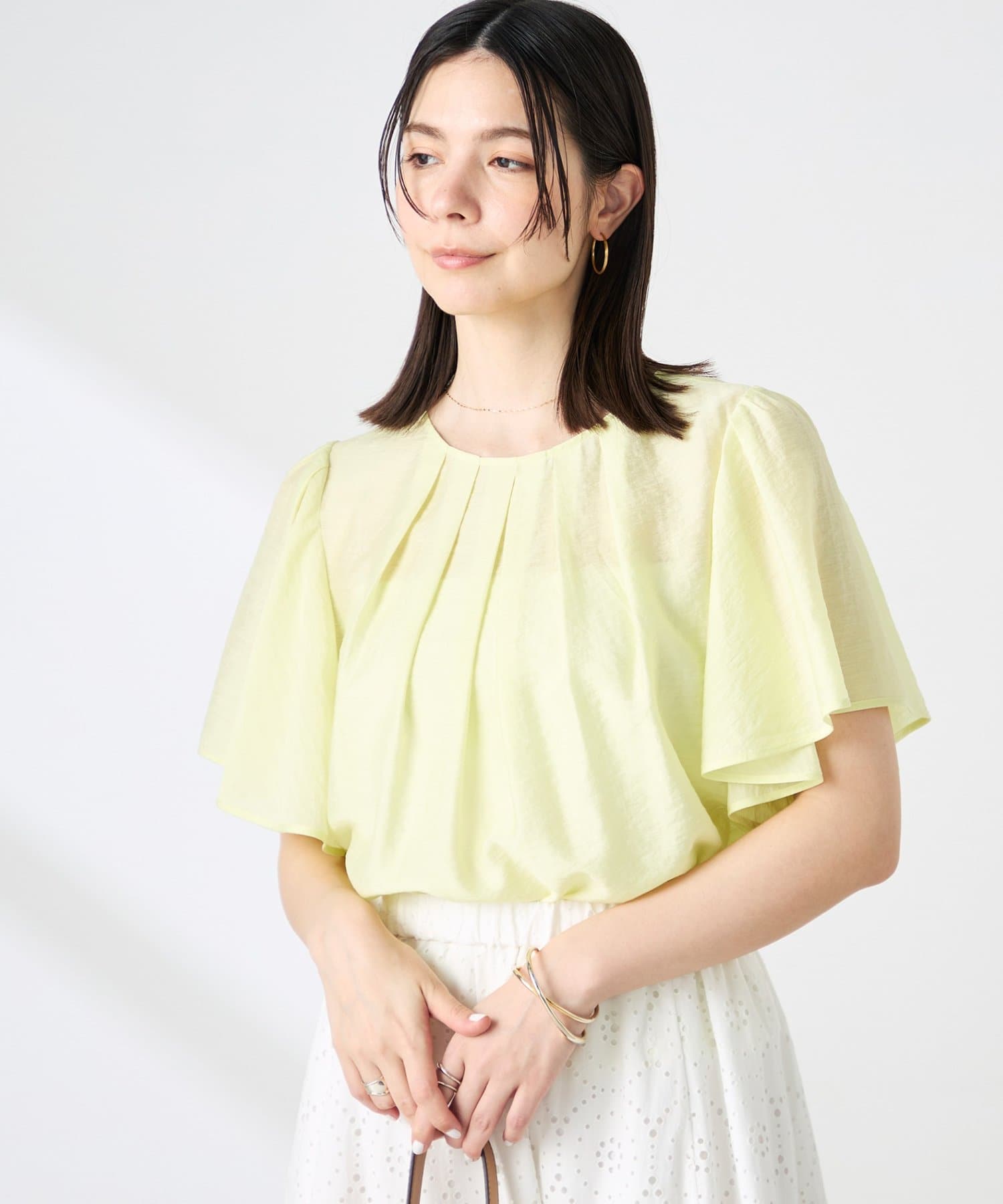 NOLLEY'S(ノーリーズ) ウォッシャブルリネン混袖フリルブラウス