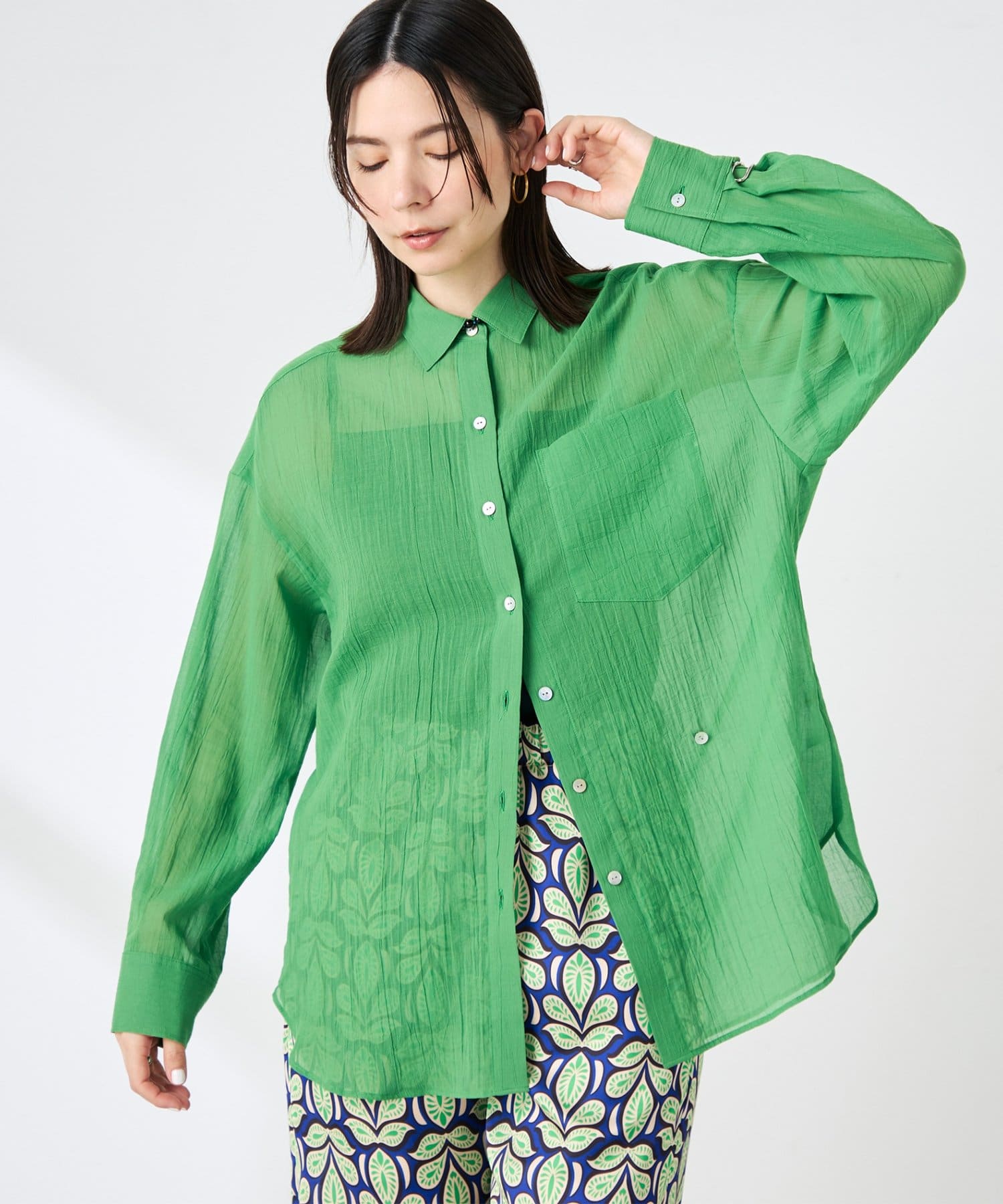 NOLLEY'S(ノーリーズ) ウォッシャブルキャッチワッシャーシアーシャツ