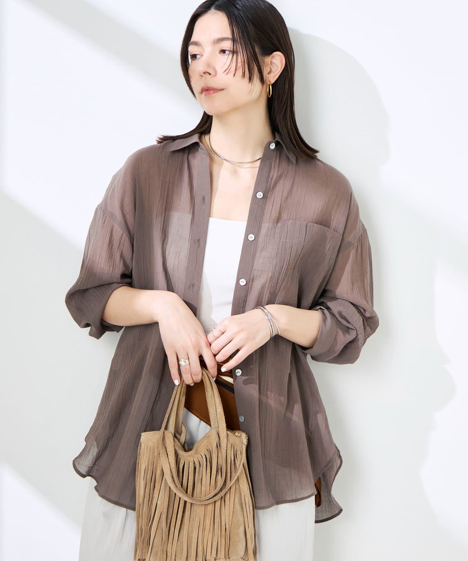 NOLLEY'S(ノーリーズ) ウォッシャブルキャッチワッシャーシアーシャツ