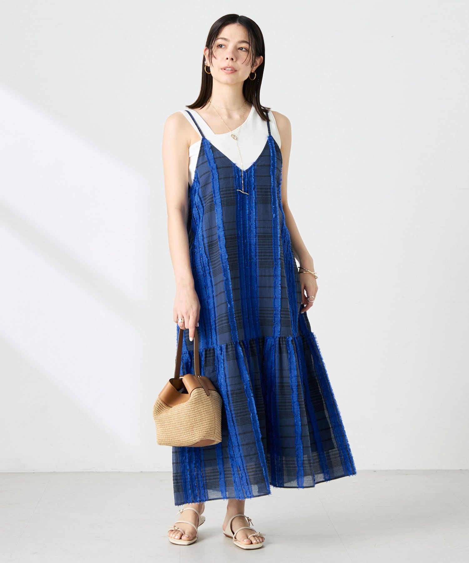 NOLLEY'S(ノーリーズ) 【WEB＆一部店舗限定】【KIRYU】チェック柄カットジャガードワンピース