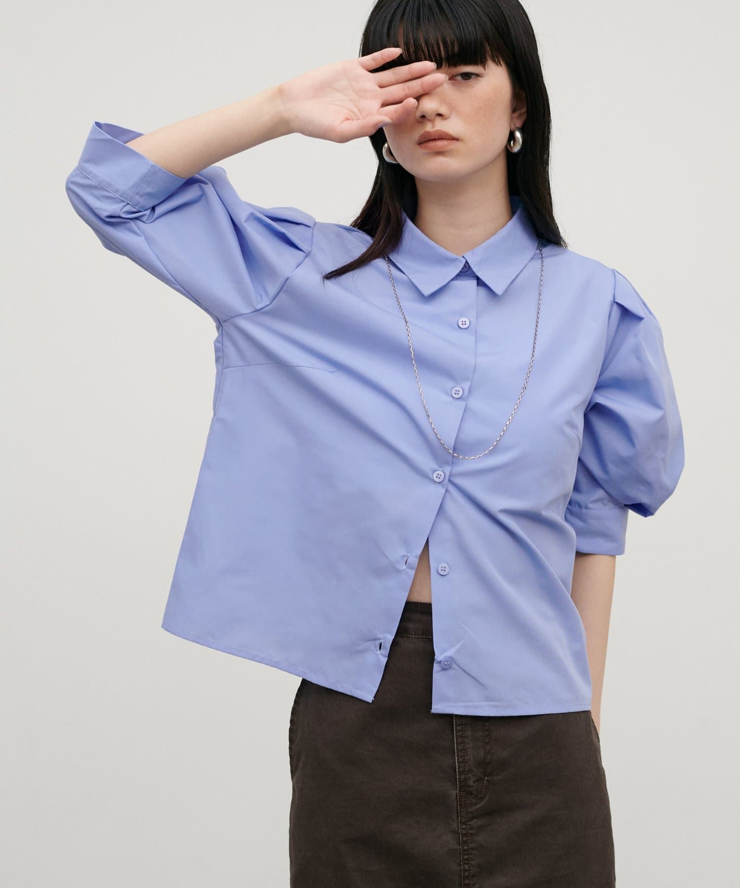 LARUTA(ラルータ) ［Web限定］ボリュームスリーブクロップドブラウス