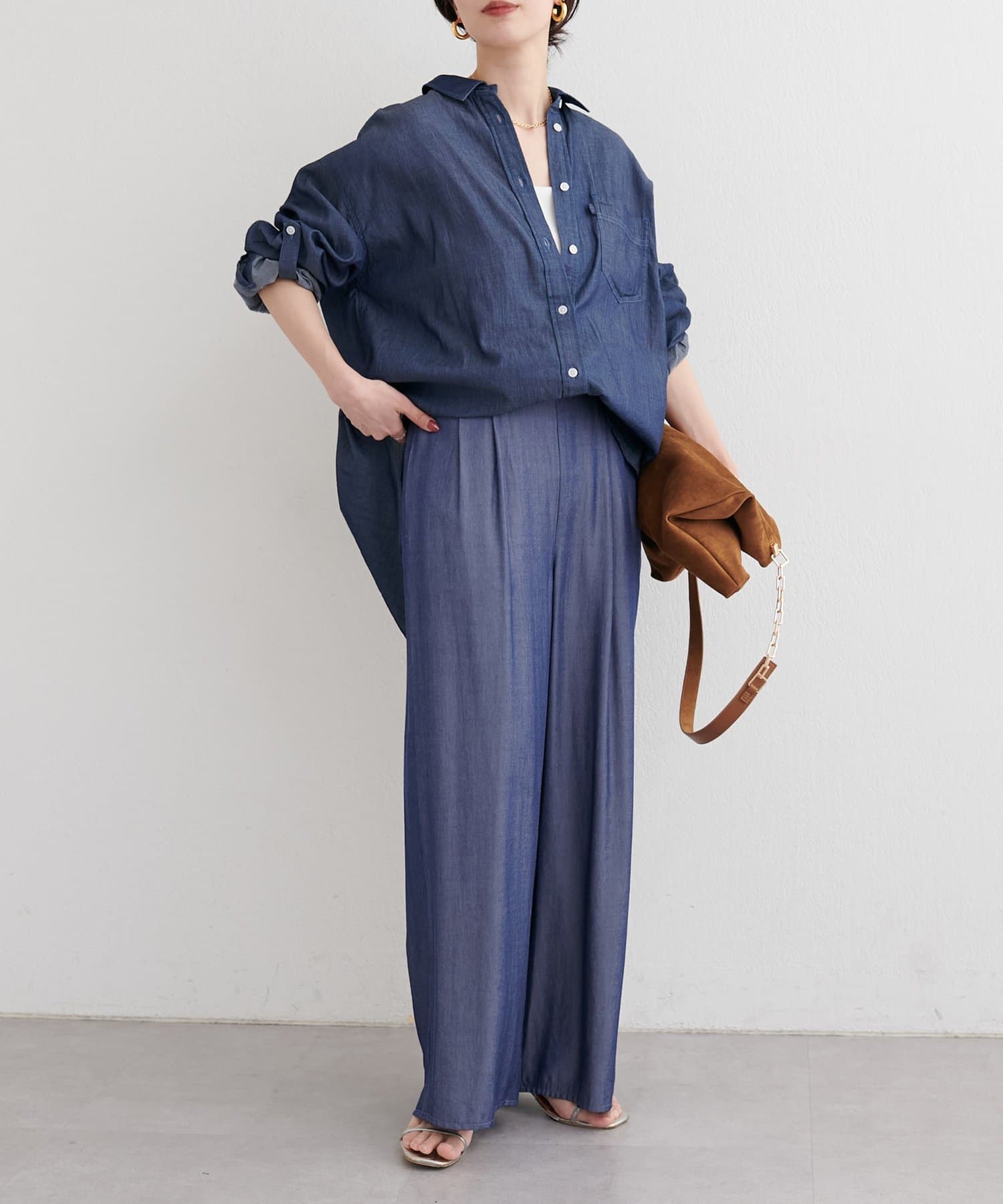 LARUTA(ラルータ) シャンブレーイージーパンツ