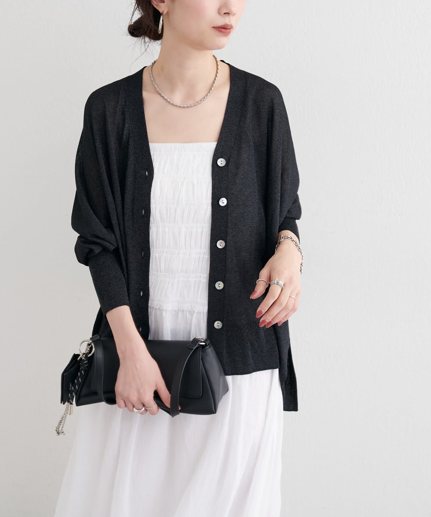 LARUTA(ラルータ) ラメドルマンスリットニットカーディガン