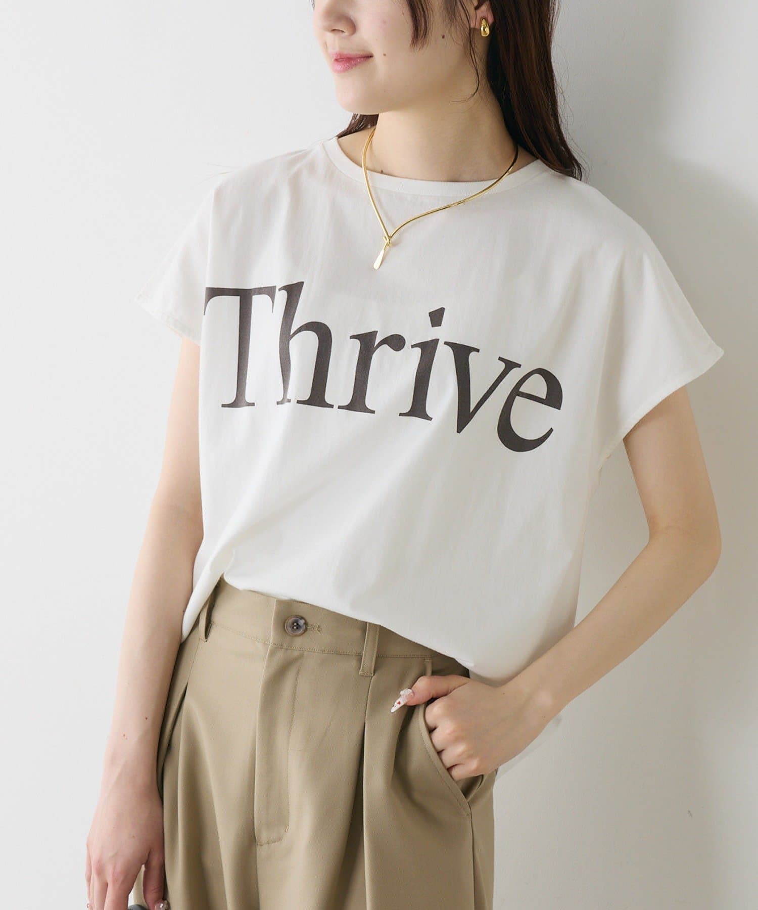 PUAL CE CIN(ピュアルセシン) オーガニックコットンフレンチスリーブThrive T