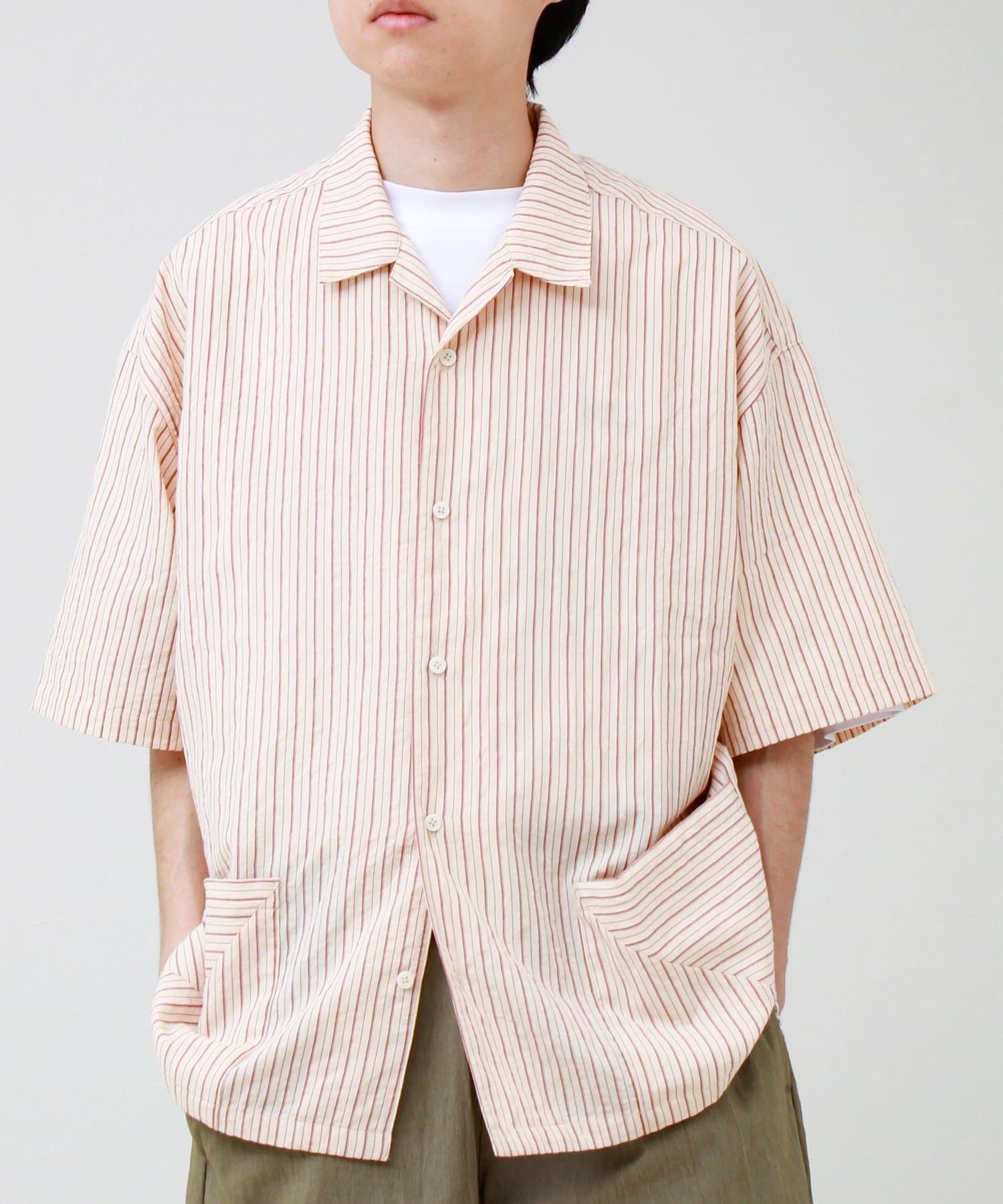 FREDY & GLOSTER(フレディ アンド グロスター) サッカーストライプバイアスポケット ショートスリーブシャツ