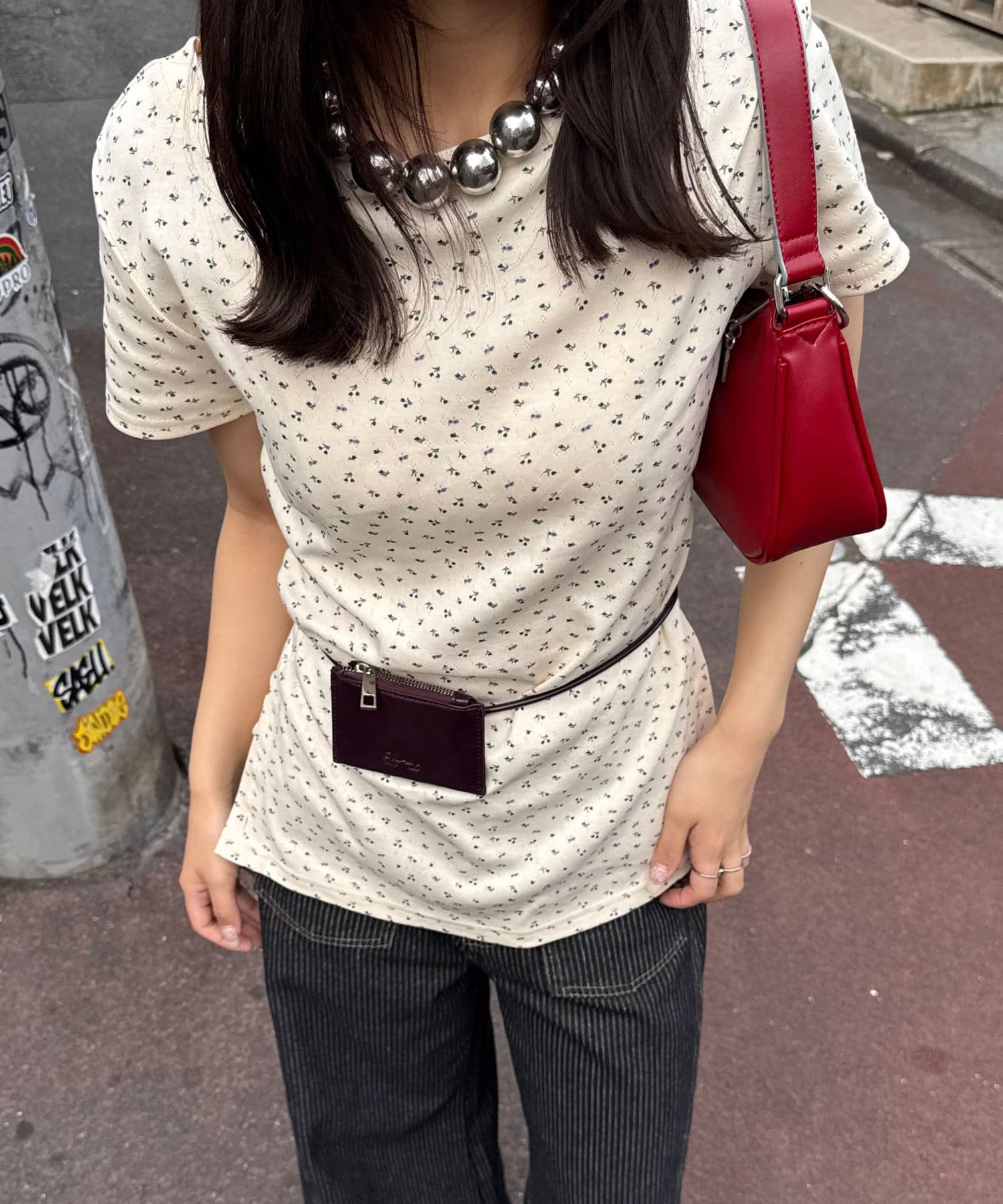CIAOPANIC(チャオパニック) 小花柄サイドボタントップス