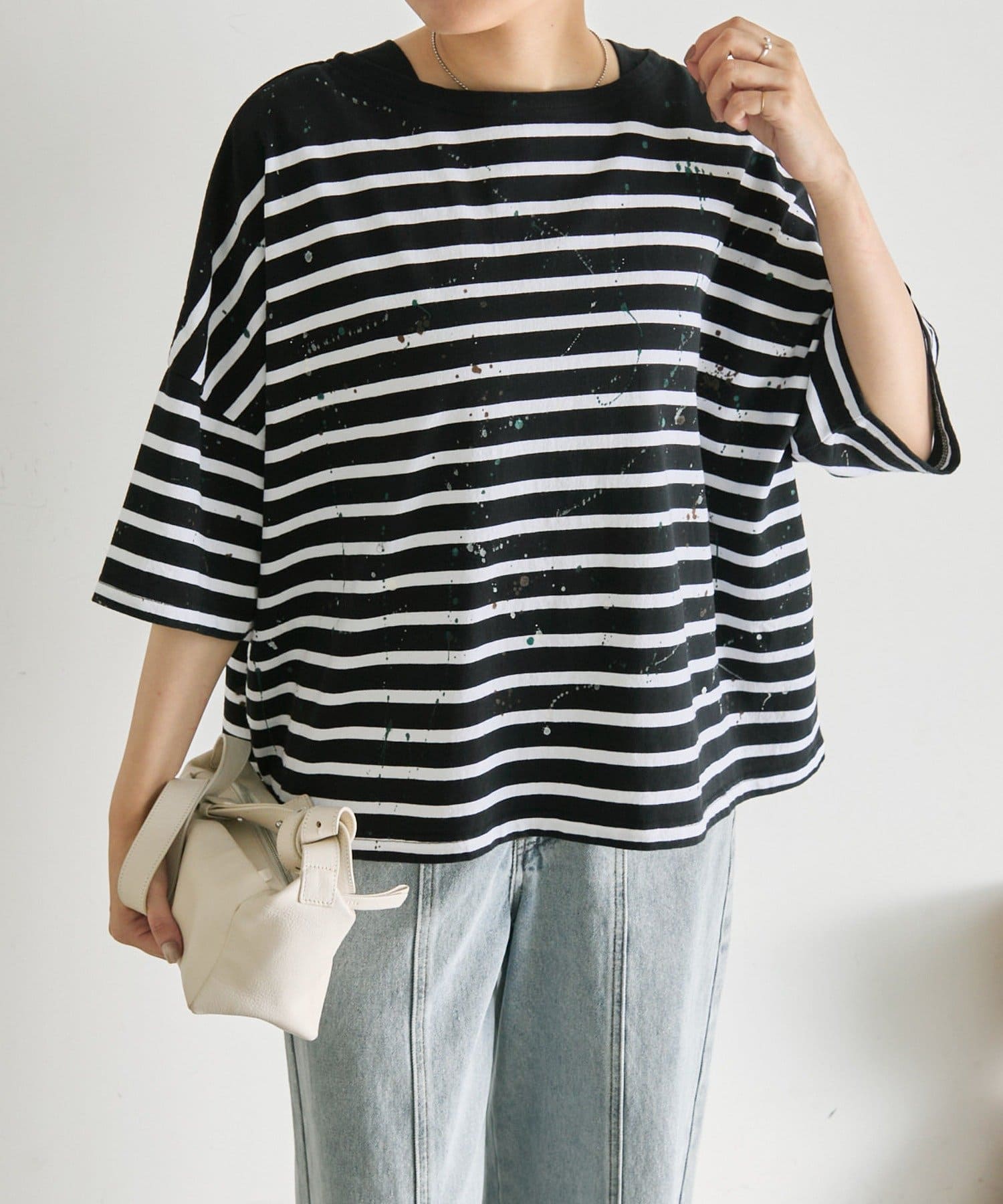 ear PAPILLONNER(イア パピヨネ) 《綿100％/リラックス》ペイントボーダーTシャツ【MONT KEMMEL×SUM1 STYLE】