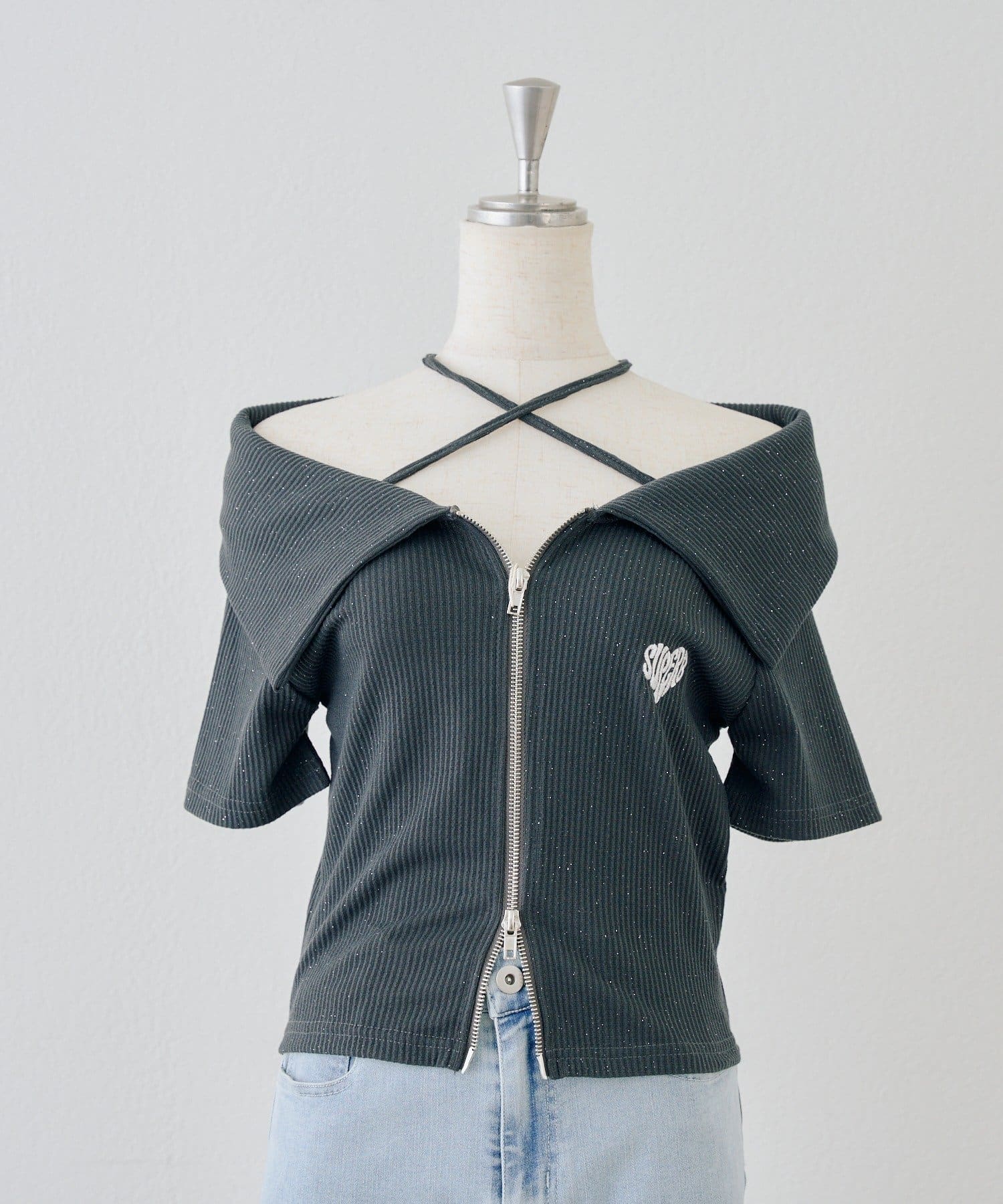 NICE CLAUP / OLIVE des OLIVE OUTLET(ナイスクラップ  / オリーブ デ オリーブ アウトレット) 【ANOTHER BRANCH】ラメテレコＷジップトップス