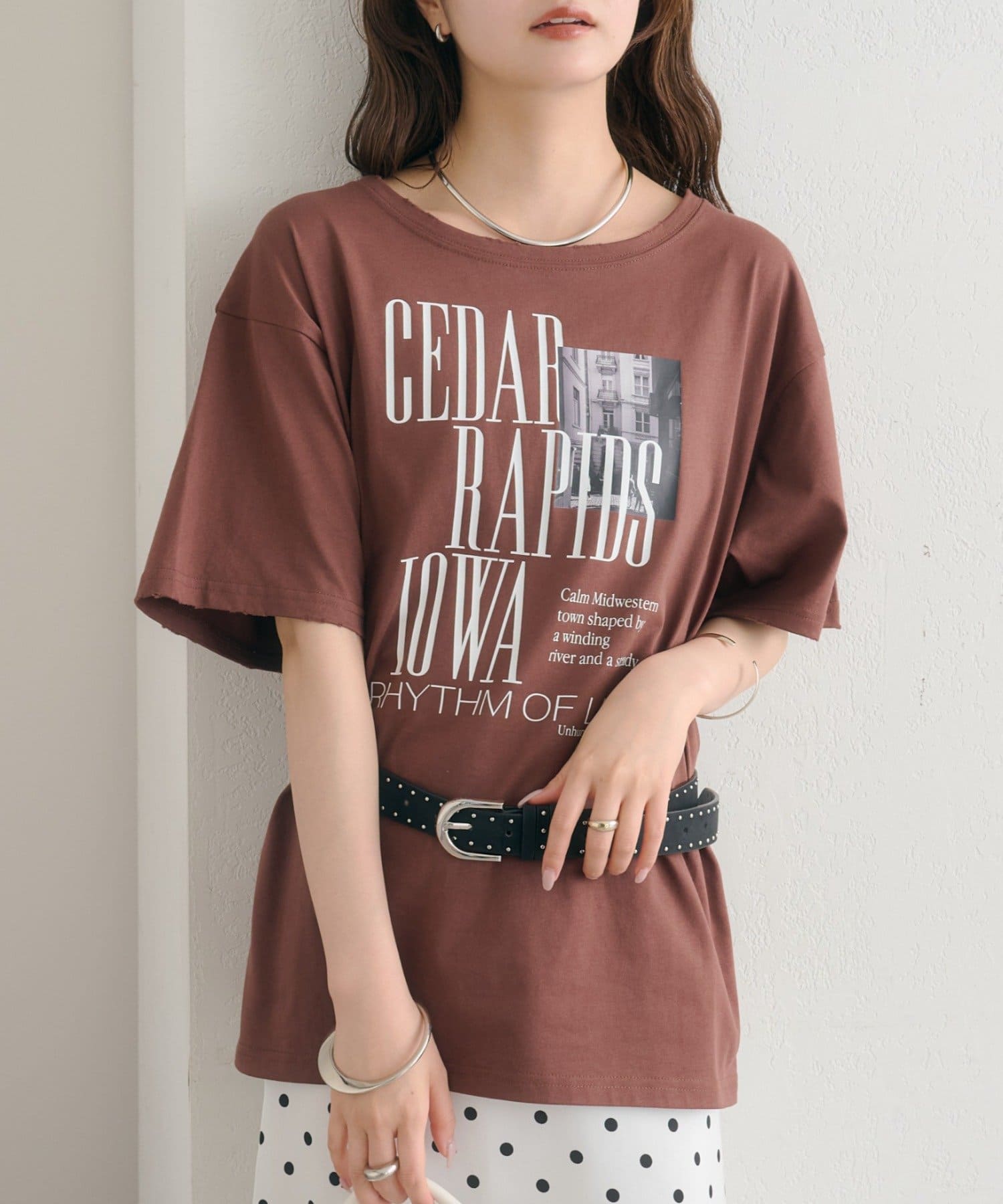 mystic(ミスティック) ダメージロゴTシャツ