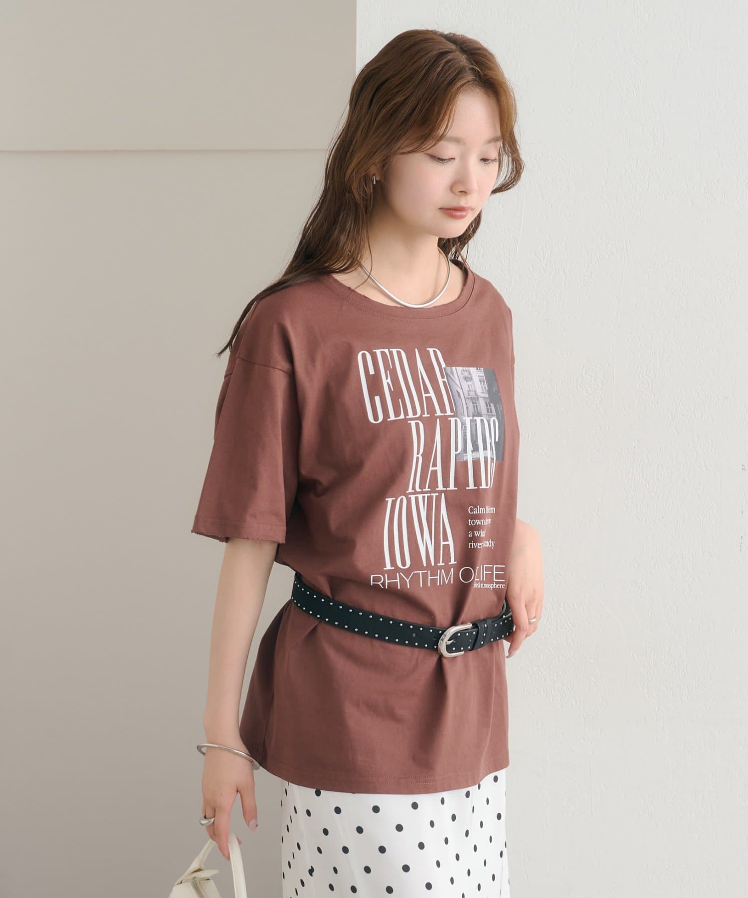 mystic(ミスティック) ダメージロゴTシャツ