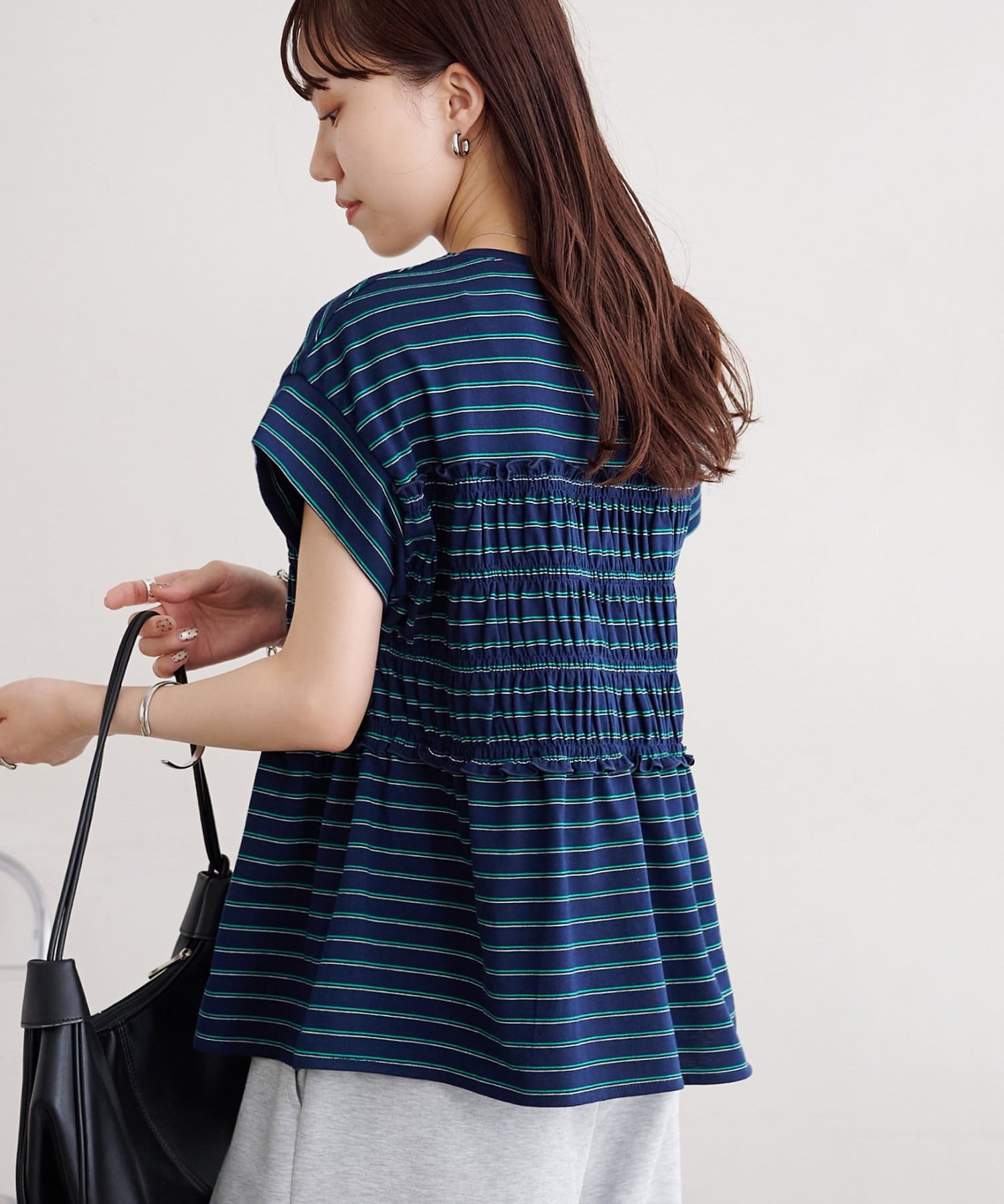 DISCOAT(ディスコート) ボーダーシャーリングTシャツ
