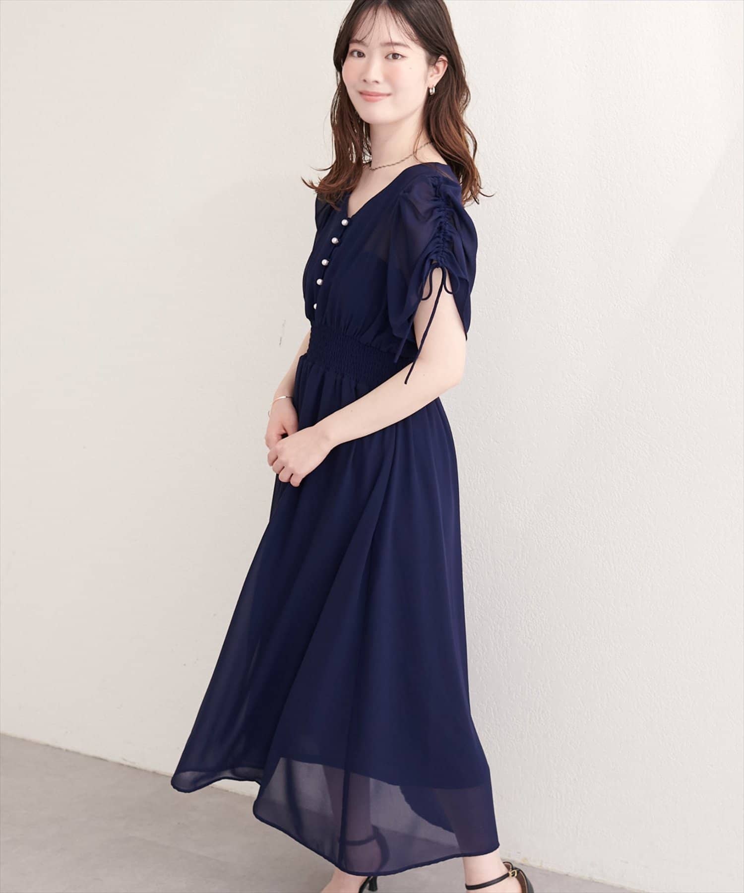 natural couture(ナチュラルクチュール) ドロストデザインフレアワンピース