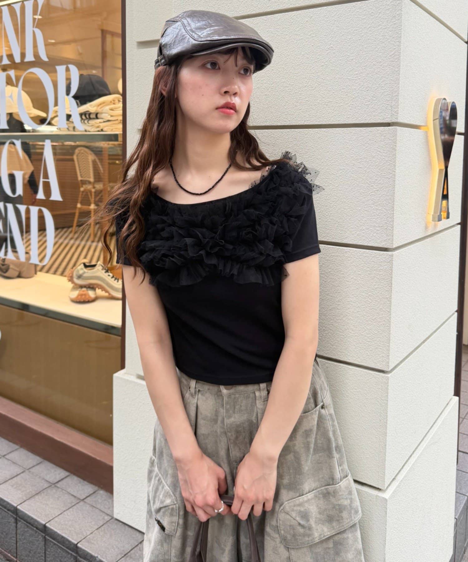 w closet(ダブルクローゼット) フリフリドットチュールTee