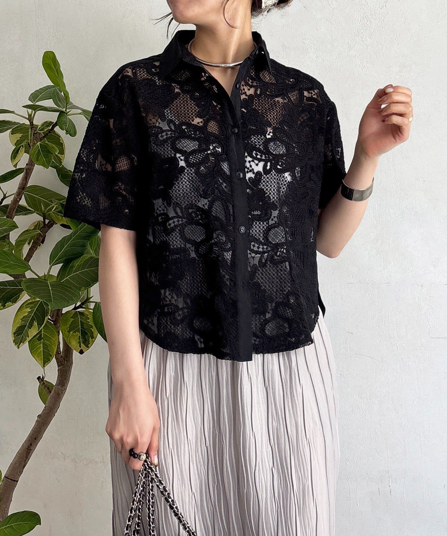 un dix cors(アンディコール) レースステッチングシャツ