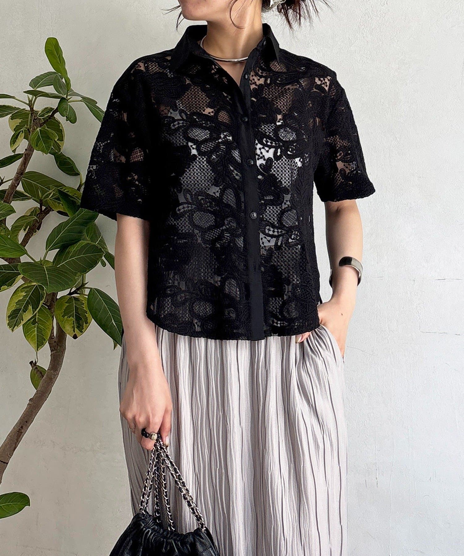 un dix cors(アンディコール) レースステッチングシャツ