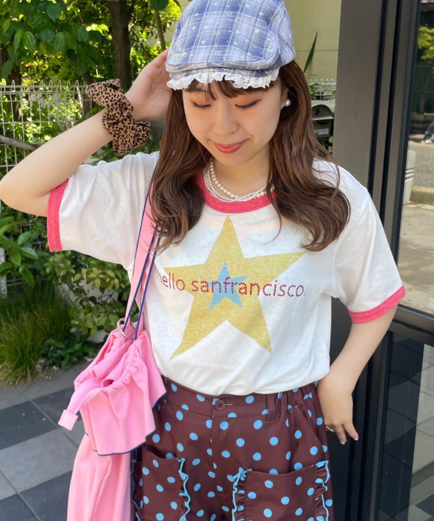 CIAOPANIC TYPY(チャオパニックティピー) 【HELLO.SANFRANCISCO/ハローサンフランシスコ】ラインストーンプリントリンガーTEE
