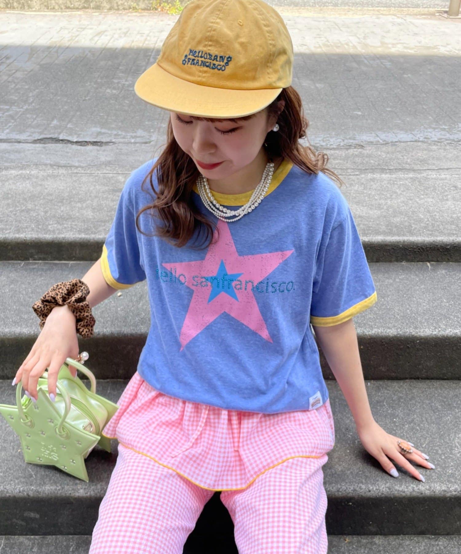 CIAOPANIC TYPY(チャオパニックティピー) 【HELLO.SANFRANCISCO/ハローサンフランシスコ】ラインストーンプリントリンガーTEE