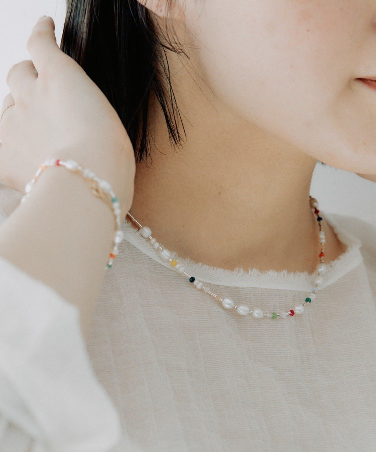 ear PAPILLONNER(イア パピヨネ) 《スターリングシルバー使用》カラフルパールネックレス