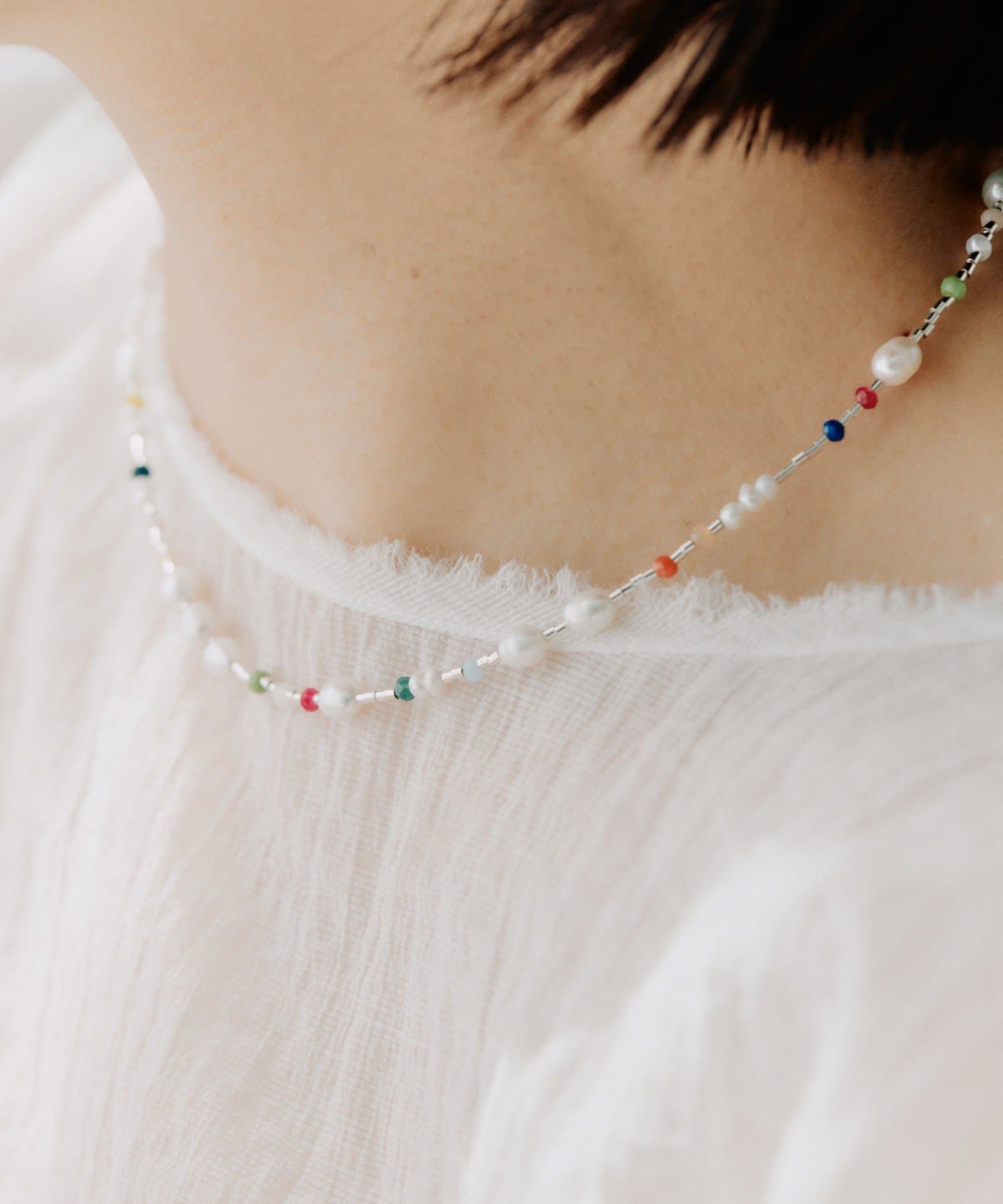 ear PAPILLONNER(イア パピヨネ) 《スターリングシルバー使用》カラフルパールネックレス