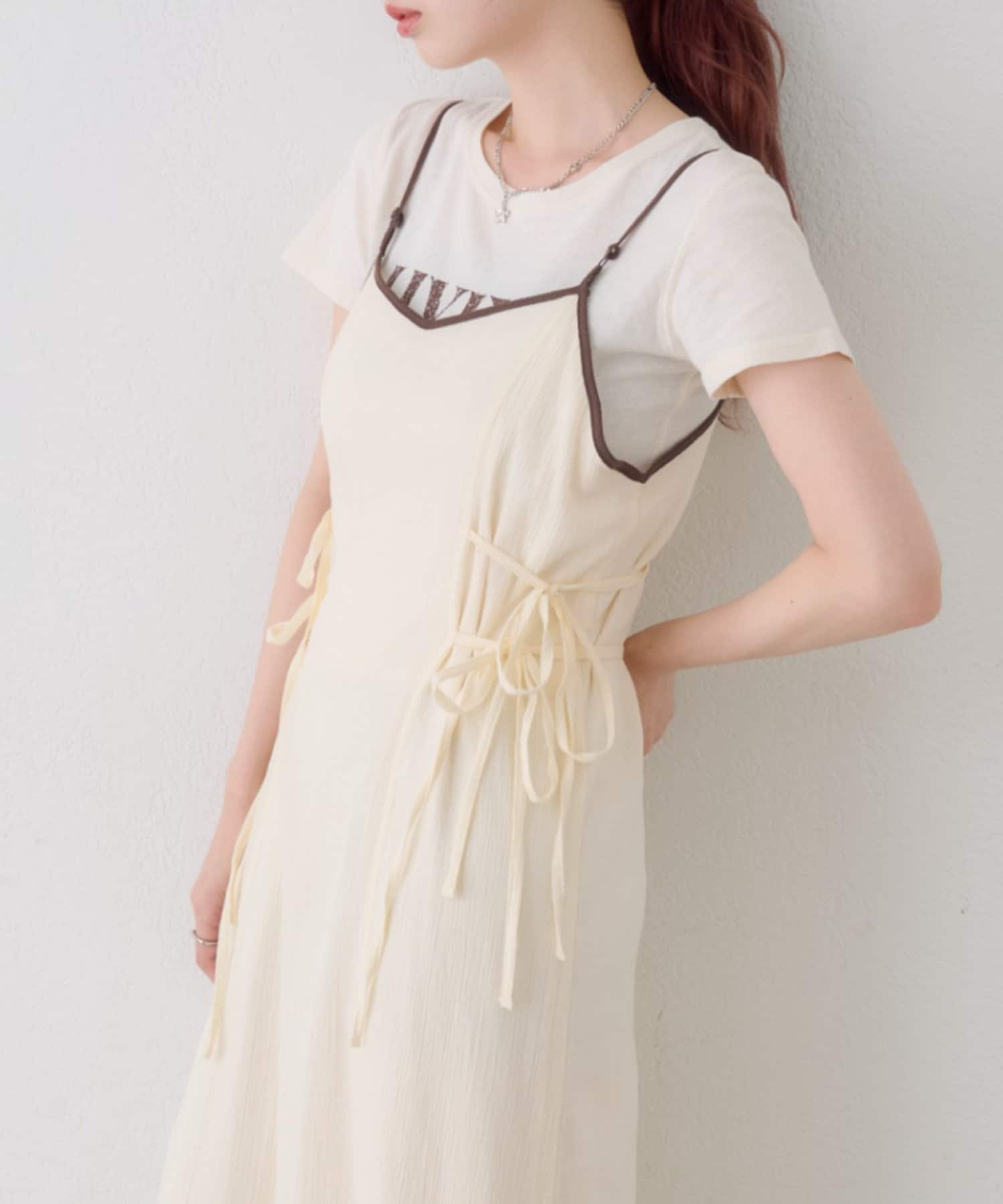 Kastane(カスタネ) 【5.6(水)0:00発売/WEB先行/2サイズ展開/無地&チェック/WEB限定カラー】サイドリボンキャミワンピース