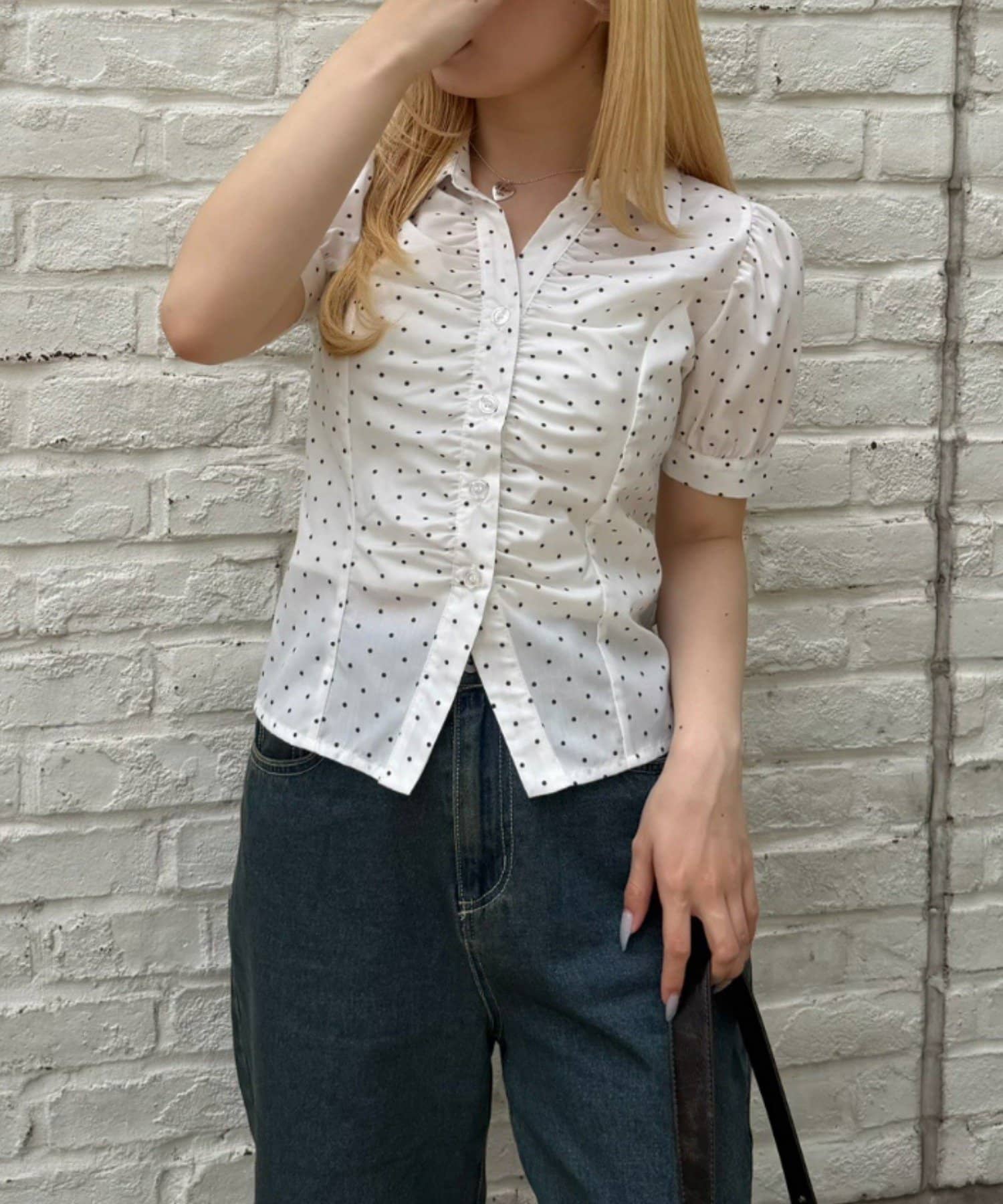 NICE CLAUP / OLIVE des OLIVE OUTLET(ナイスクラップ  / オリーブ デ オリーブ アウトレット) 【@_puni.moe企画】【全方位可愛く】後ろレースUPギャザーブラウス
