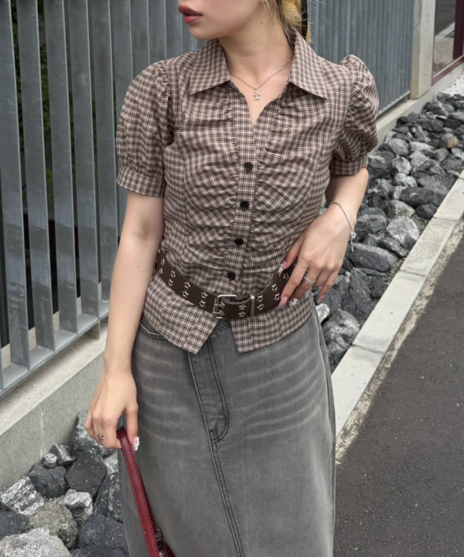 NICE CLAUP / OLIVE des OLIVE OUTLET(ナイスクラップ  / オリーブ デ オリーブ アウトレット) 【@_puni.moe企画】【全方位可愛く】後ろレースUPギャザーブラウス
