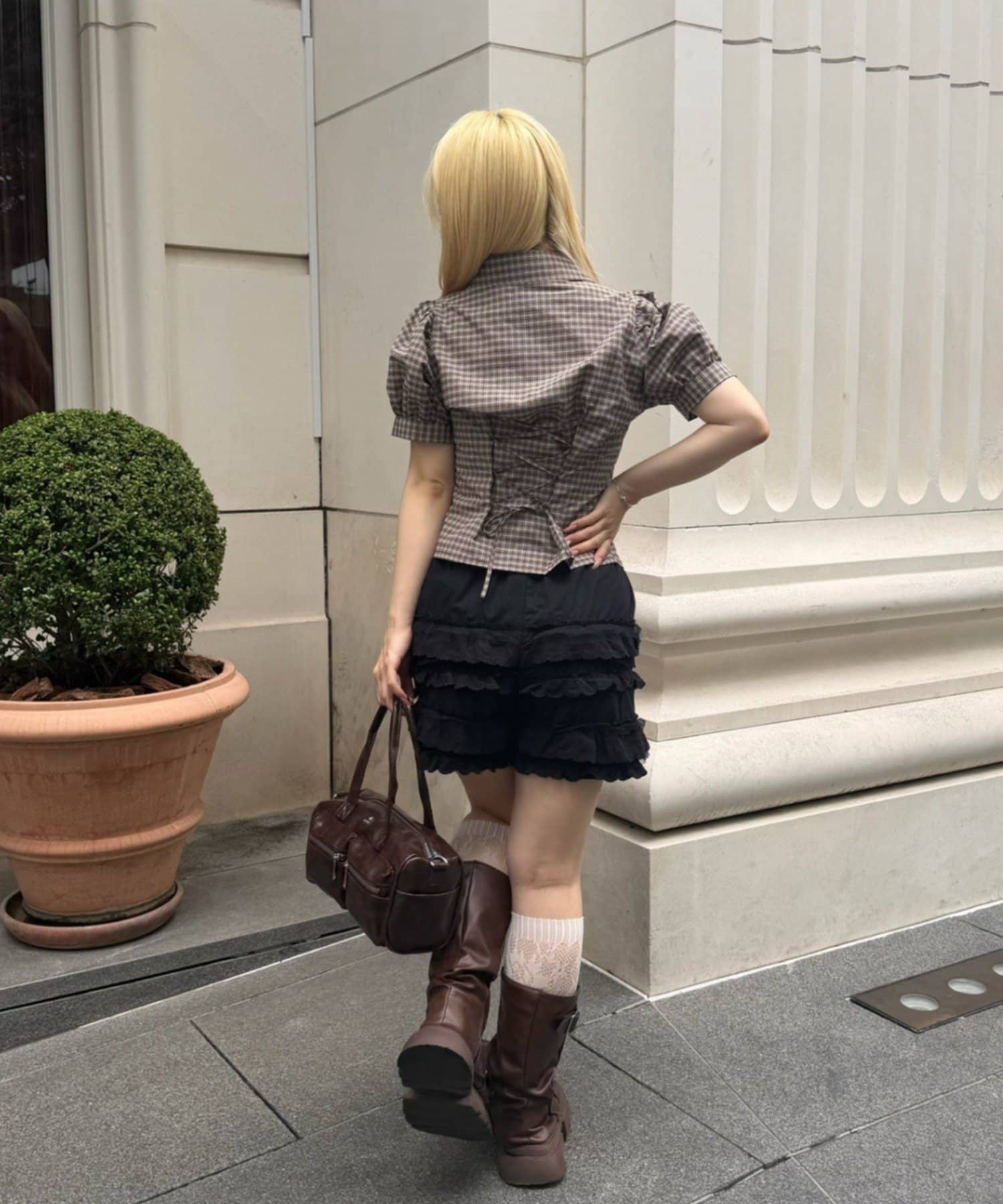 NICE CLAUP / OLIVE des OLIVE OUTLET(ナイスクラップ  / オリーブ デ オリーブ アウトレット) 【@_puni.moe企画】【全方位可愛く】後ろレースUPギャザーブラウス