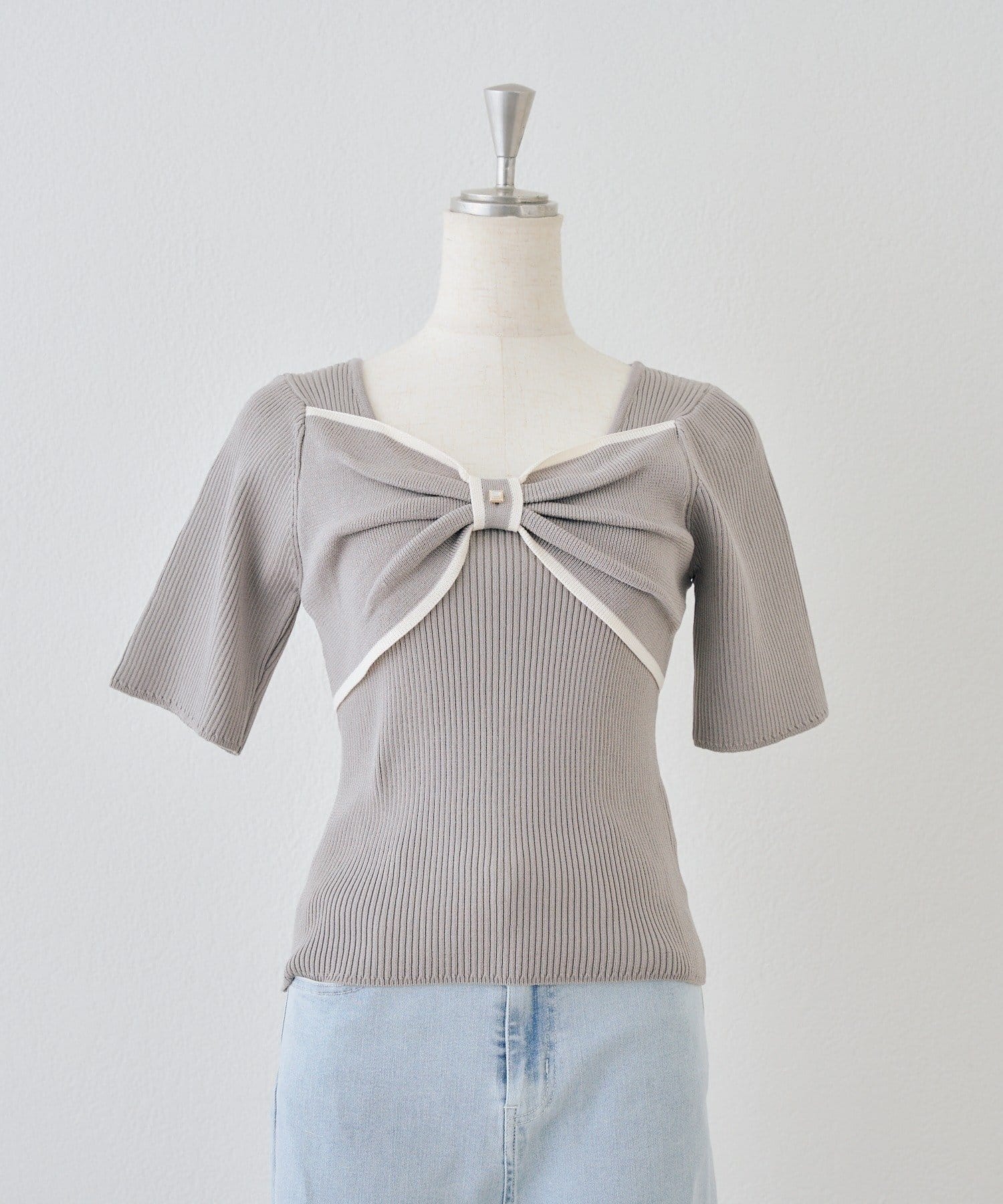 NICE CLAUP / OLIVE des OLIVE OUTLET(ナイスクラップ  / オリーブ デ オリーブ アウトレット) 【ANOTHER BRANCH】配色リボンプルオーバー