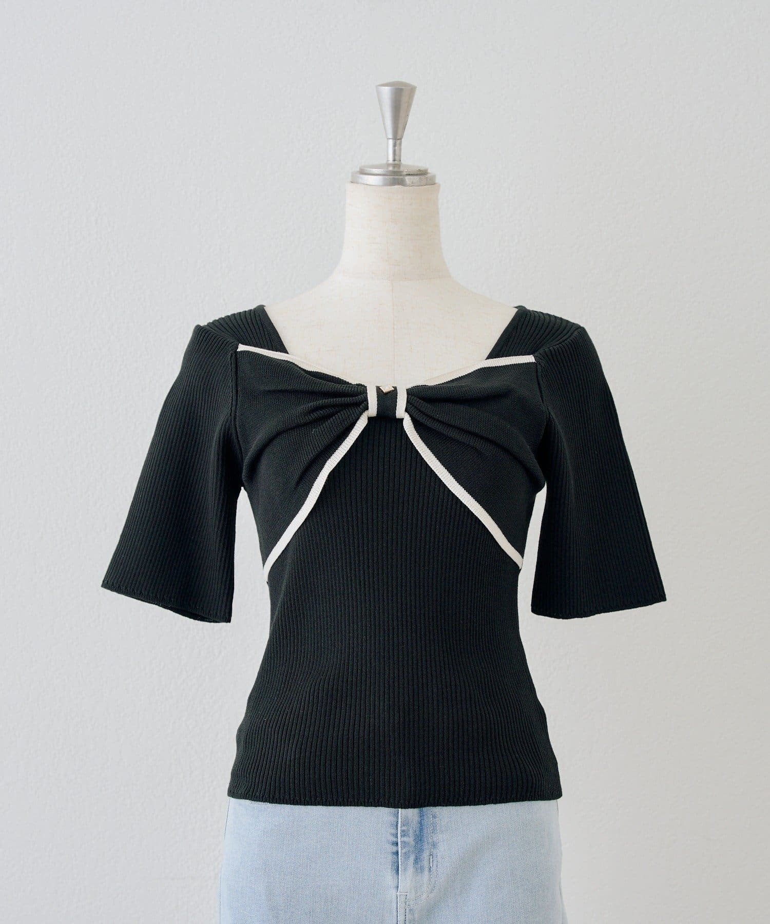 NICE CLAUP / OLIVE des OLIVE OUTLET(ナイスクラップ  / オリーブ デ オリーブ アウトレット) 【ANOTHER BRANCH】配色リボンプルオーバー