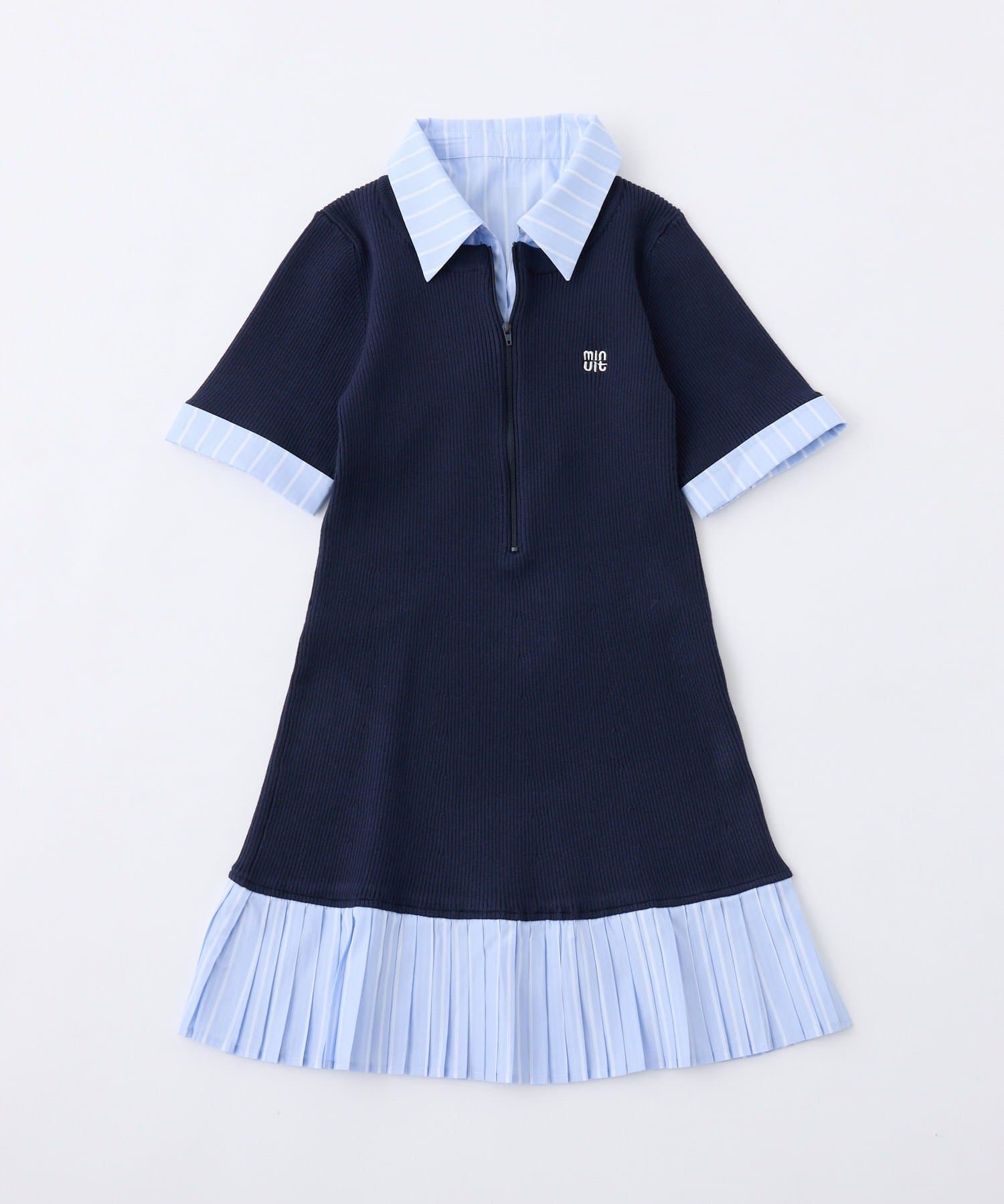 NICE CLAUP / OLIVE des OLIVE OUTLET(ナイスクラップ  / オリーブ デ オリーブ アウトレット) 【one after another】ドッキングプリーツ半袖ワンピ
