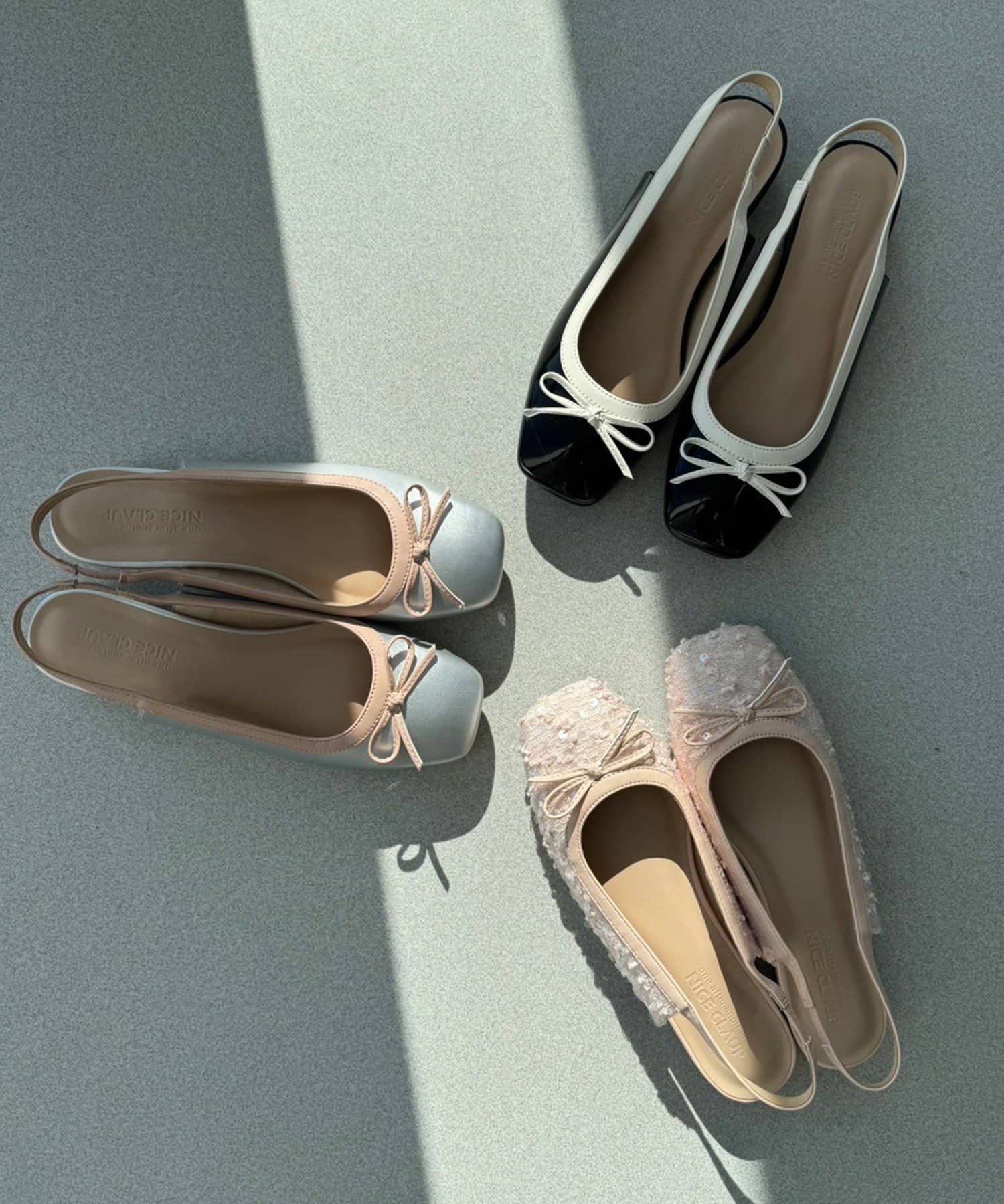 NICE CLAUP / OLIVE des OLIVE OUTLET(ナイスクラップ  / オリーブ デ オリーブ アウトレット) 【one after another】バックベルトリボンパンプス