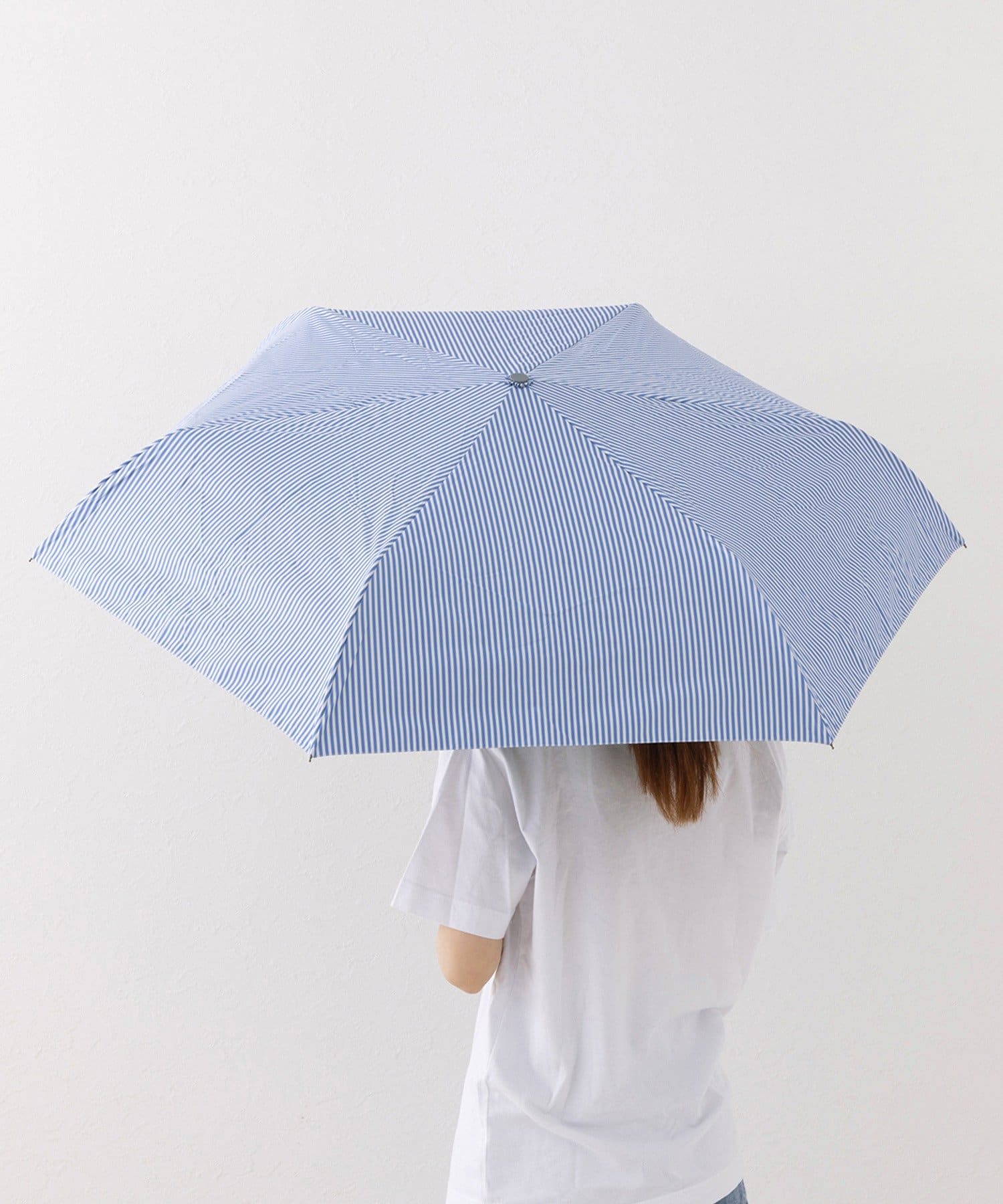 3COINS(スリーコインズ) 晴雨兼用折傘ストライプ柄
