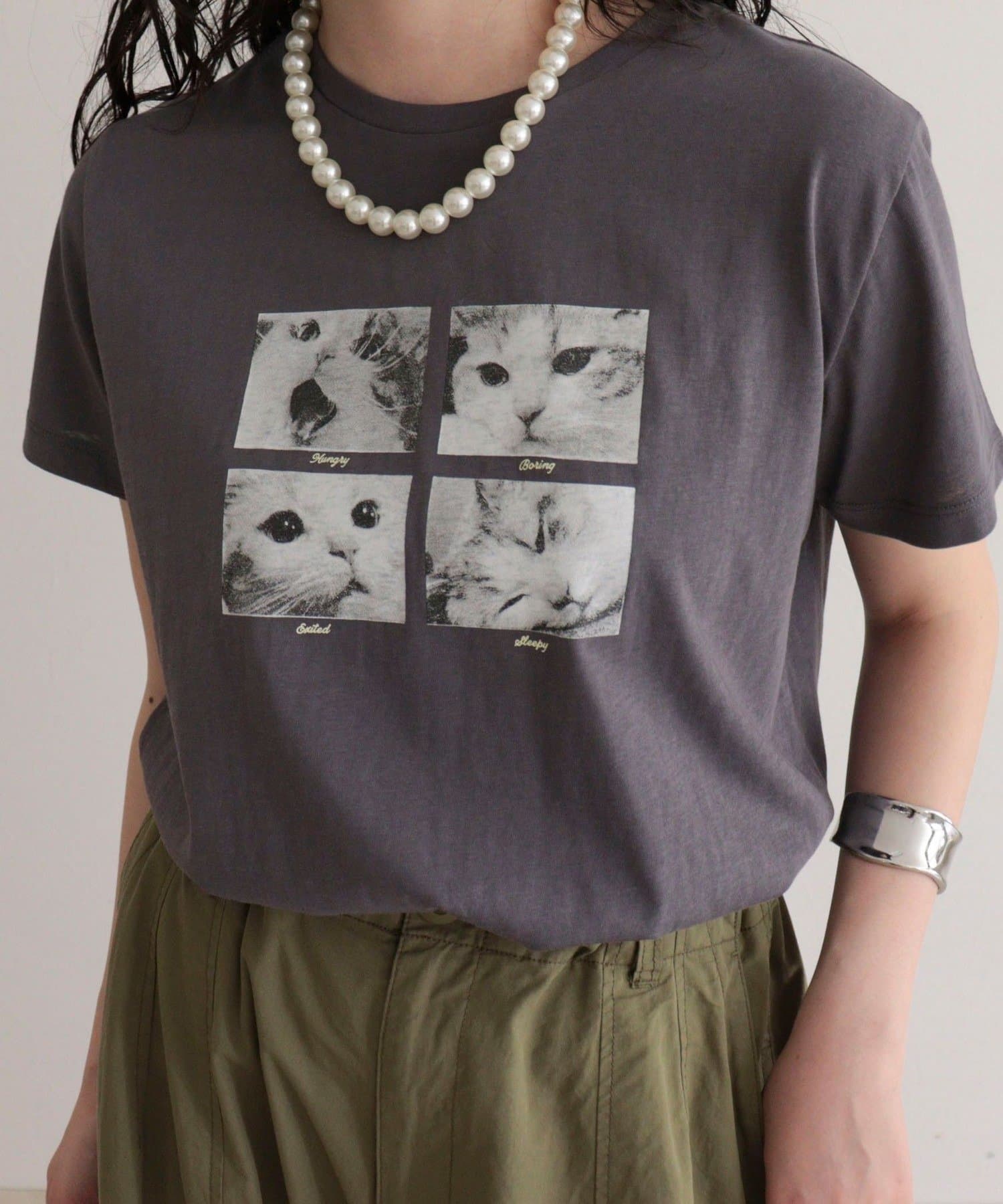 FREDY & GLOSTER(フレディ アンド グロスター) 刺しゅう入りCAT PHOTO Tシャツ