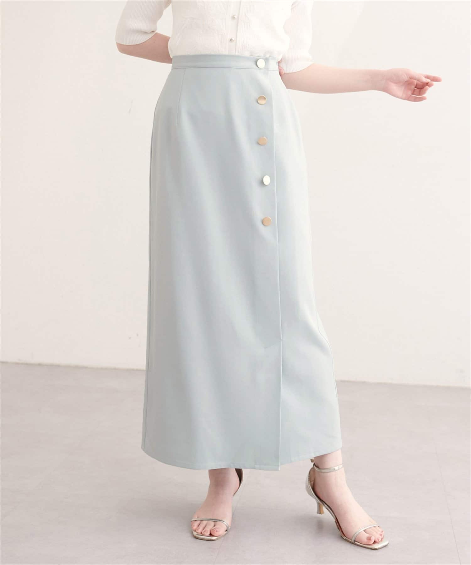 natural couture(ナチュラルクチュール) フロント金釦ナロースカート