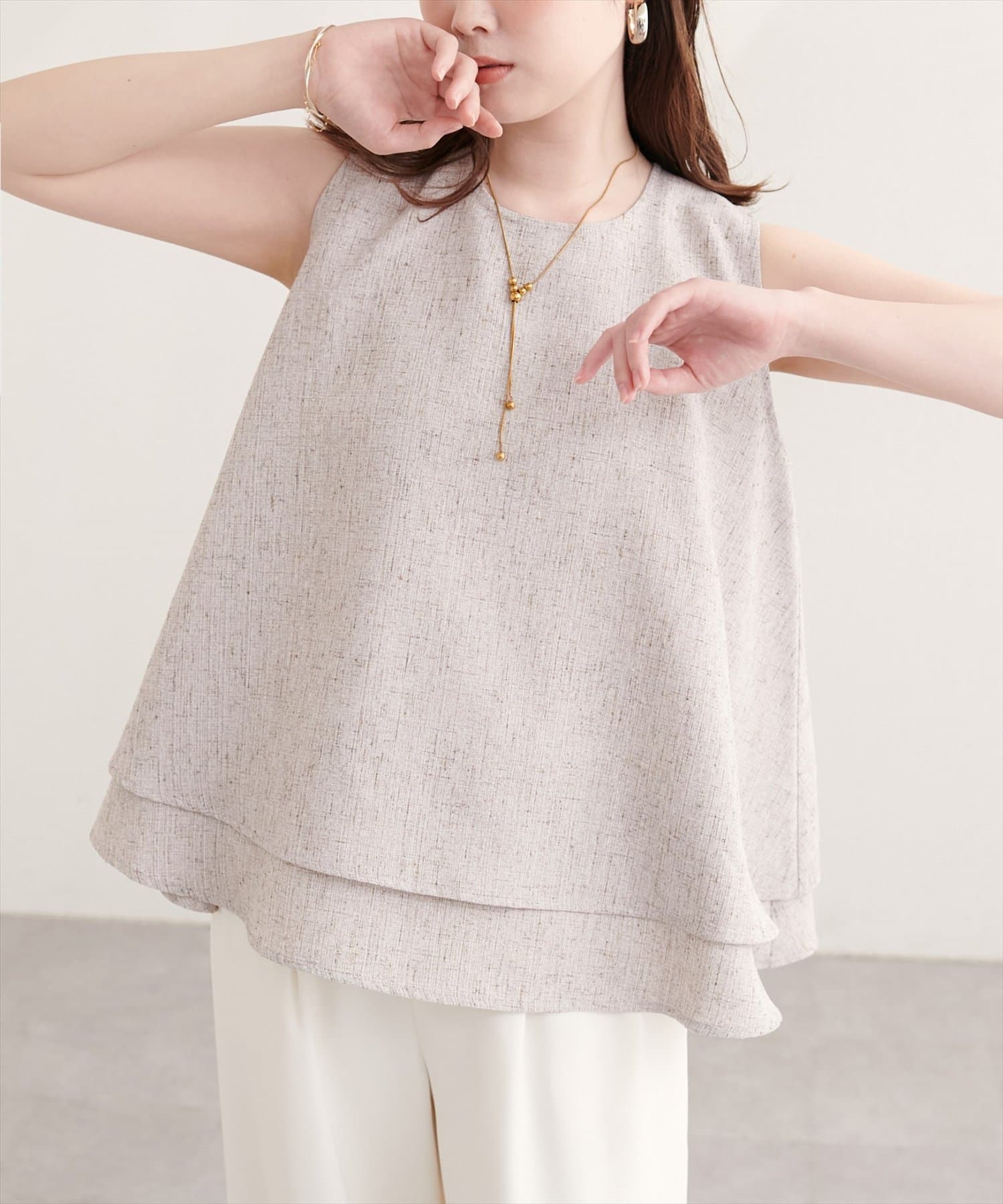 natural couture(ナチュラルクチュール) サマーツイードティアードTOPS