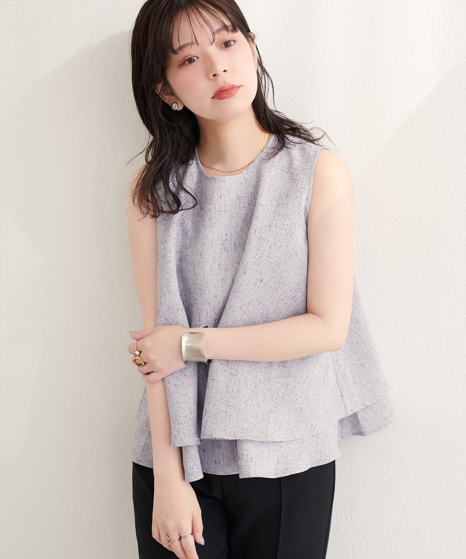 natural couture(ナチュラルクチュール) サマーツイードティアードTOPS