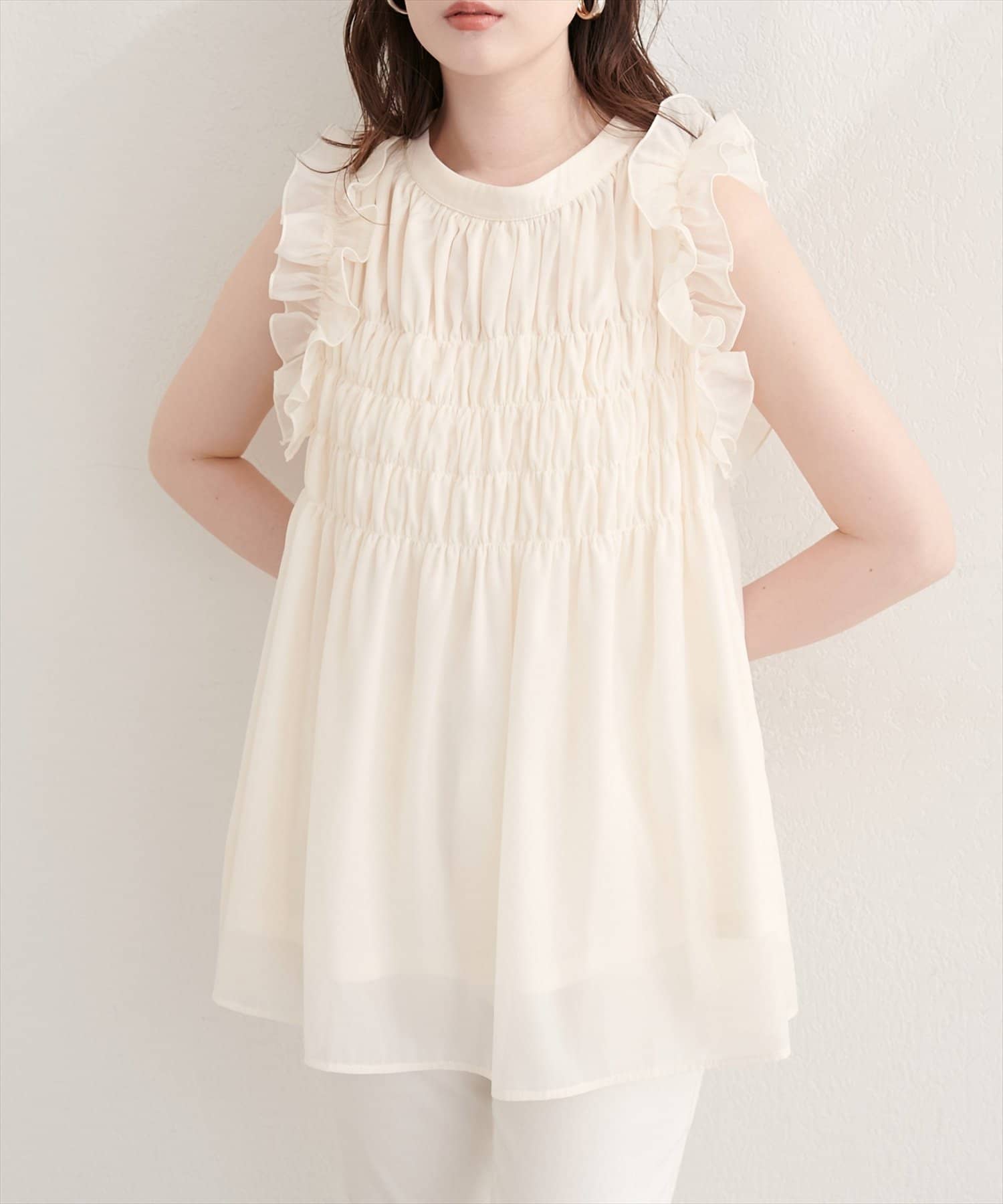 natural couture(ナチュラルクチュール) バックリボンノースリチュニック