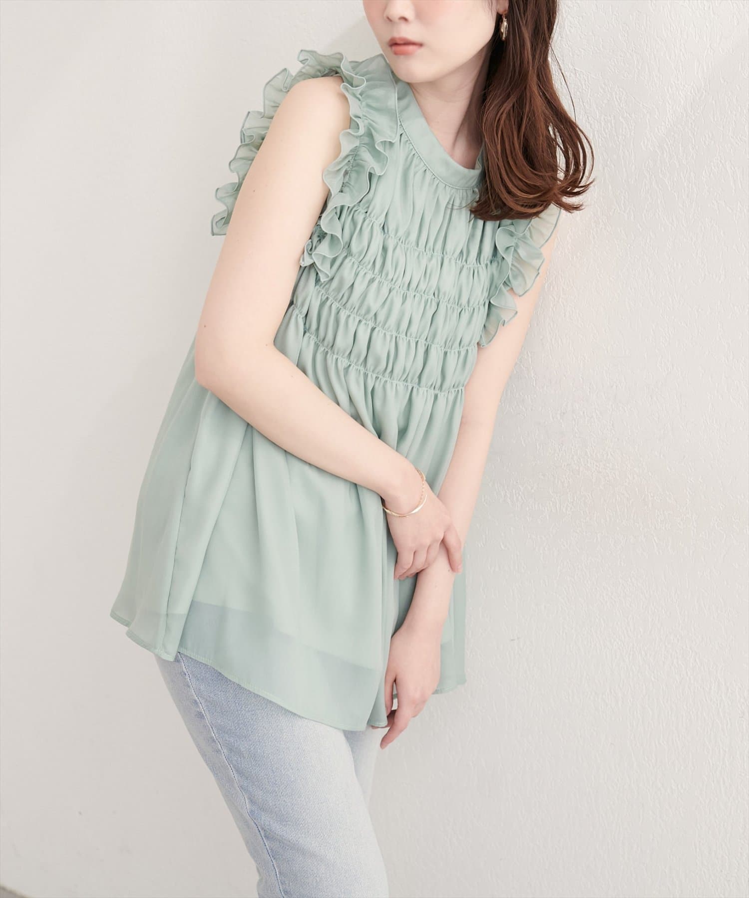 natural couture(ナチュラルクチュール) バックリボンノースリチュニック