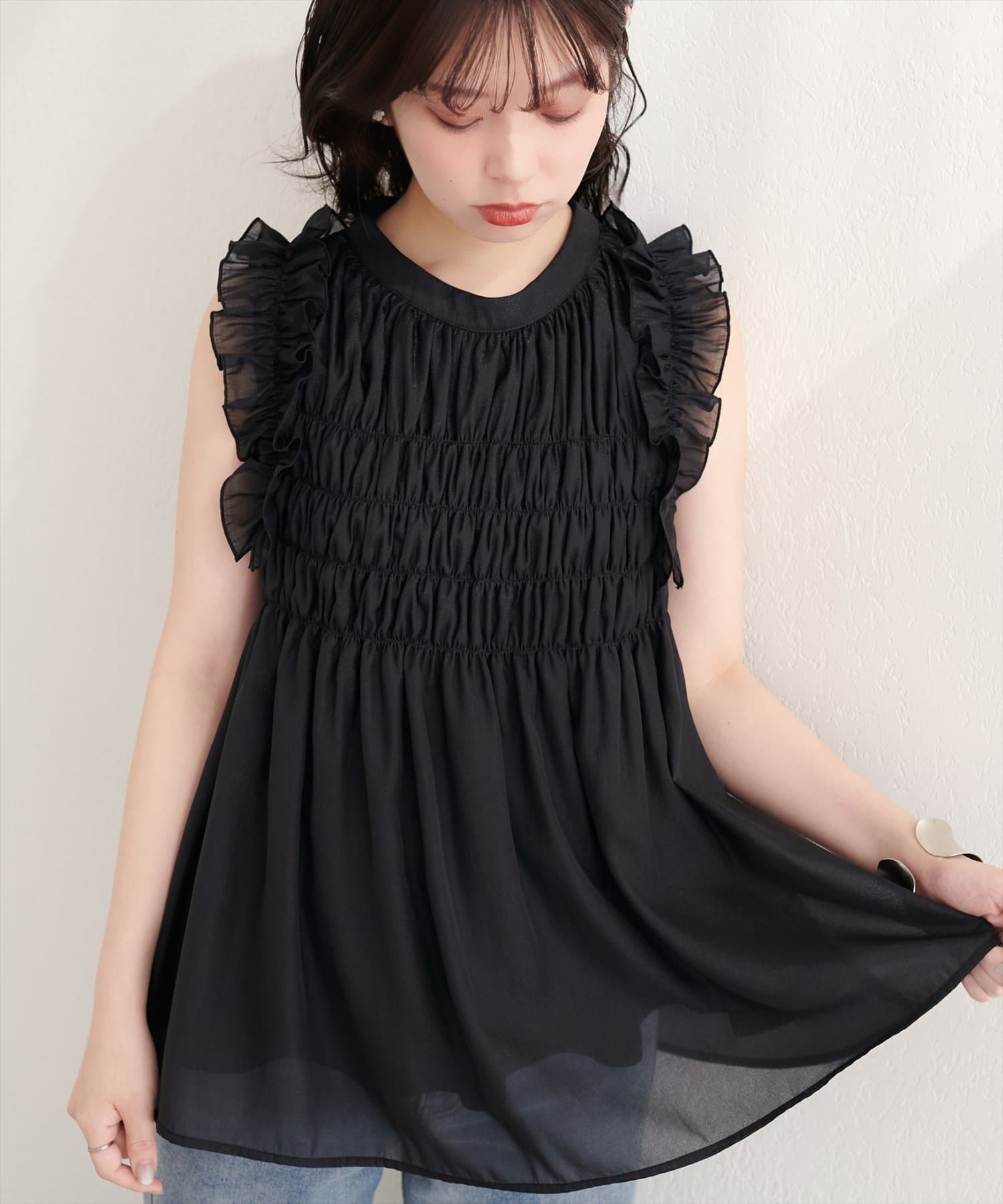 natural couture(ナチュラルクチュール) バックリボンノースリチュニック