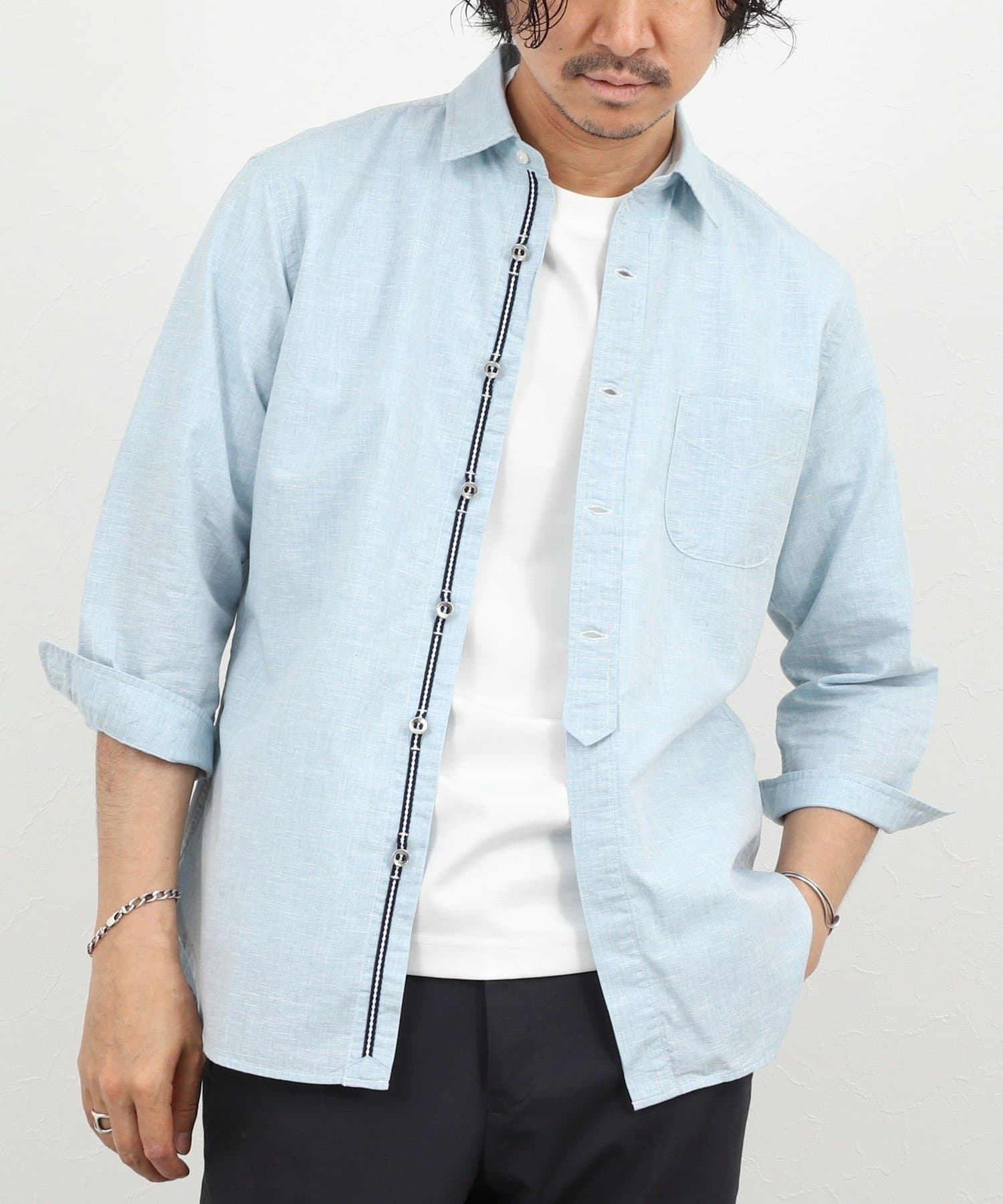 綿麻パラシュートボタン7分袖シャツ 26SS | NOLLEY'S(ノーリーズ